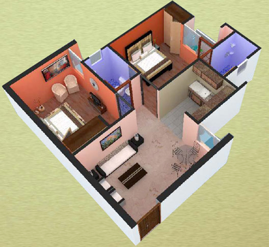 3DFloorPlan of UPAVP Gulmohar Enclave