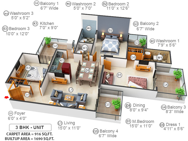 3DFloorPlan of Gaurs Sports Wood