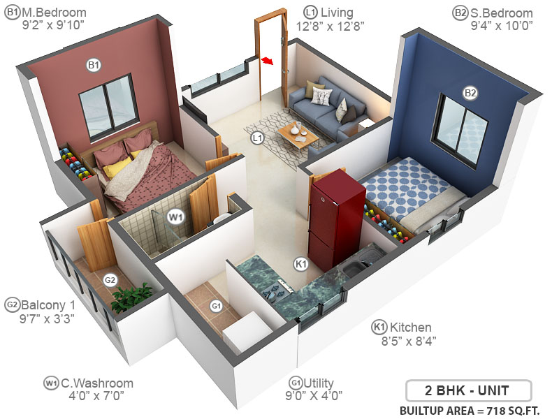 3DFloorPlan of Balaji Serenity