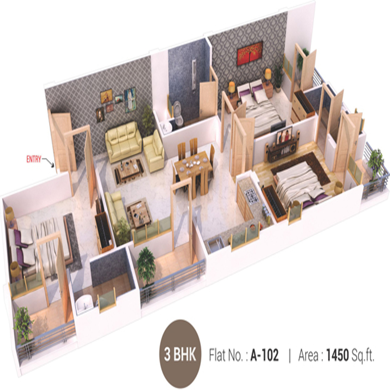 3DFloorPlan of Aradhana Bhavyaa Glory