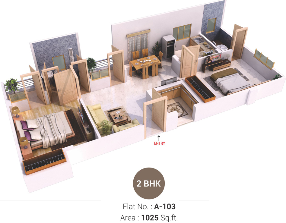3DFloorPlan of Aradhana Bhavyaa Glory
