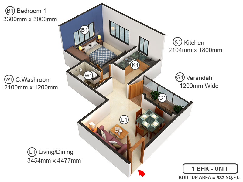 3DFloorPlan of Govindnagar Housing Complex