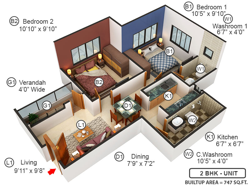 3DFloorPlan of Govindnagar Housing Complex