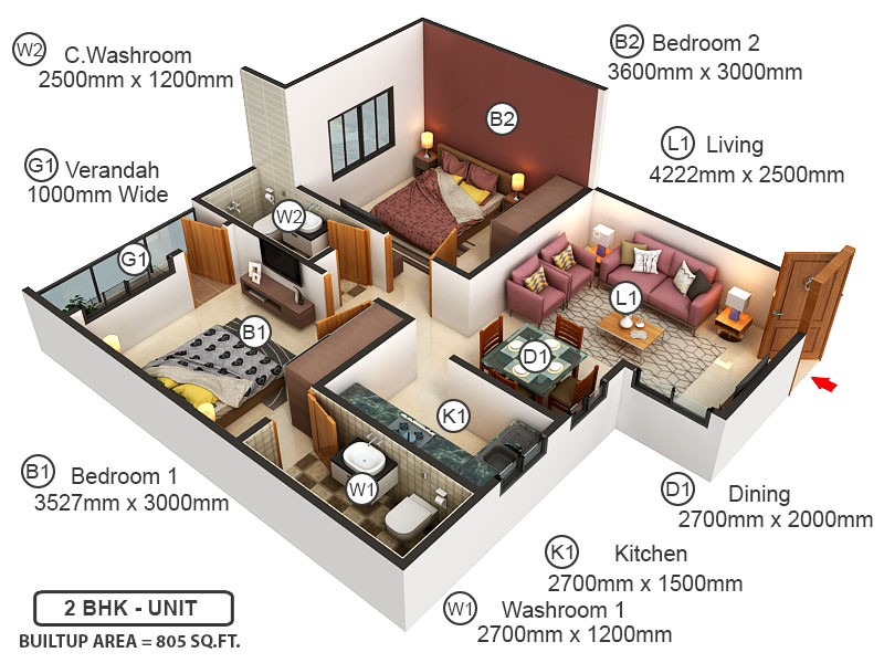 3DFloorPlan of Govindnagar Housing Complex