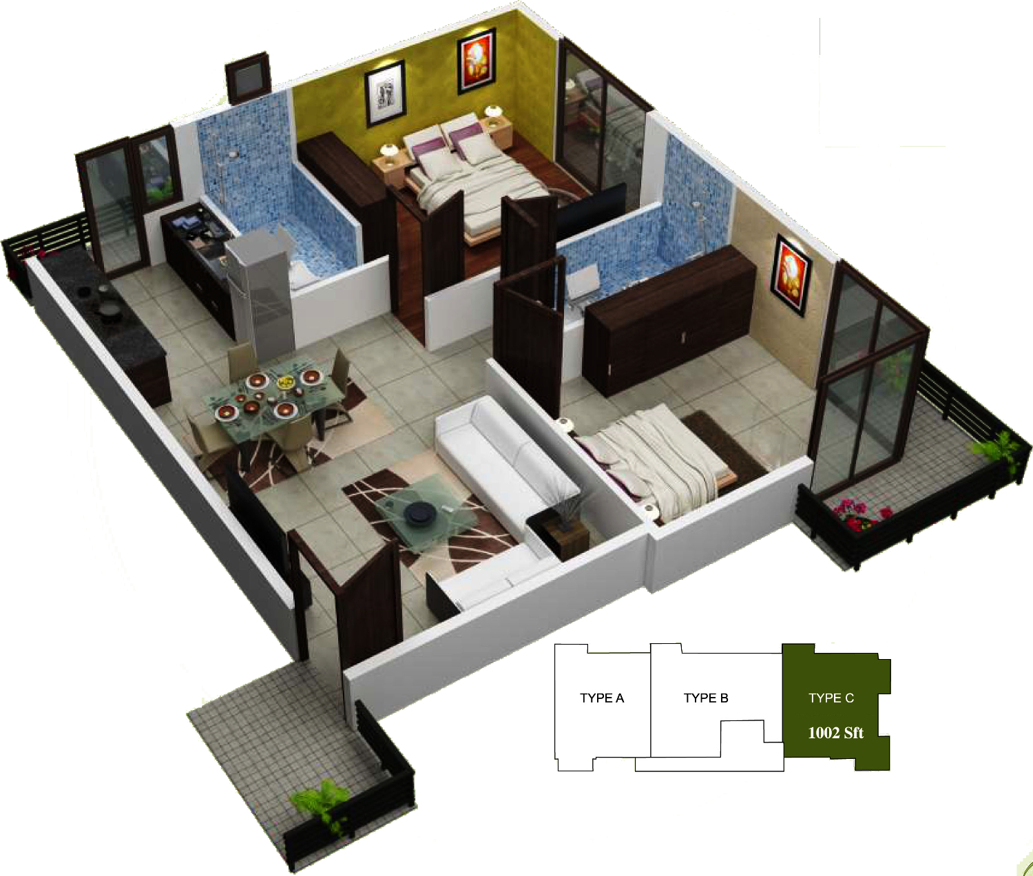 3DFloorPlan of Blue Sunshine