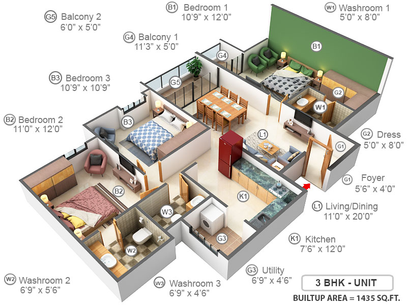 3DFloorPlan of Dasta Concerto