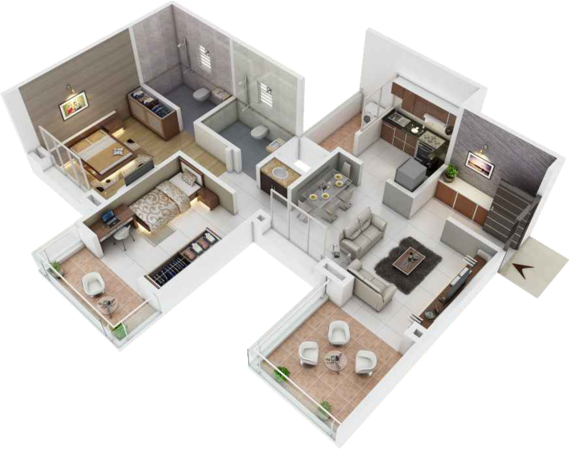 3DFloorPlan of Waghere Rajveer Nucleus