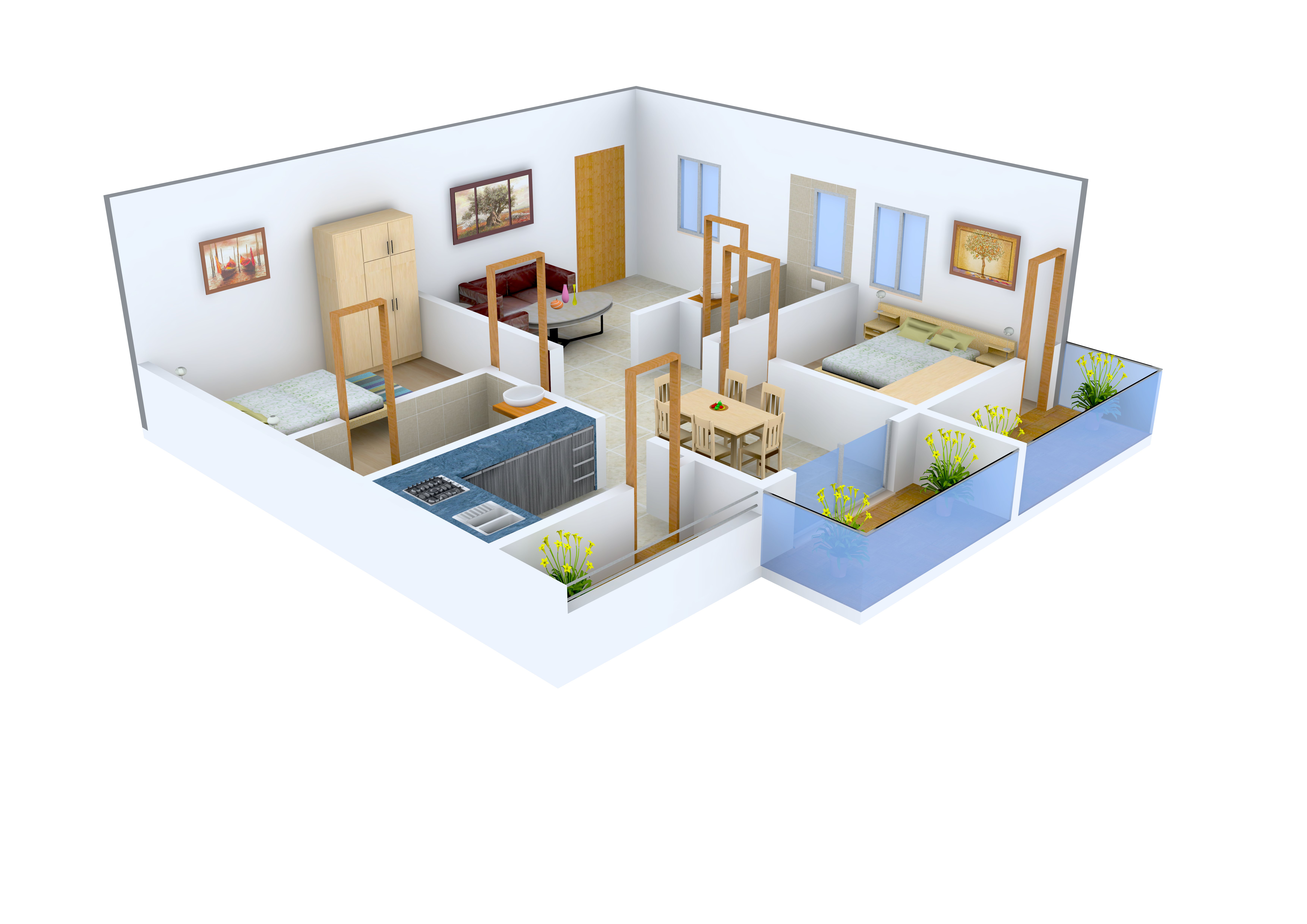 3DFloorPlan of Dollfine DC Durga County