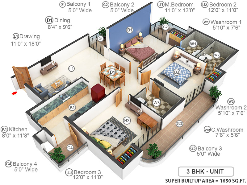 3DFloorPlan of Urbtech Hilston