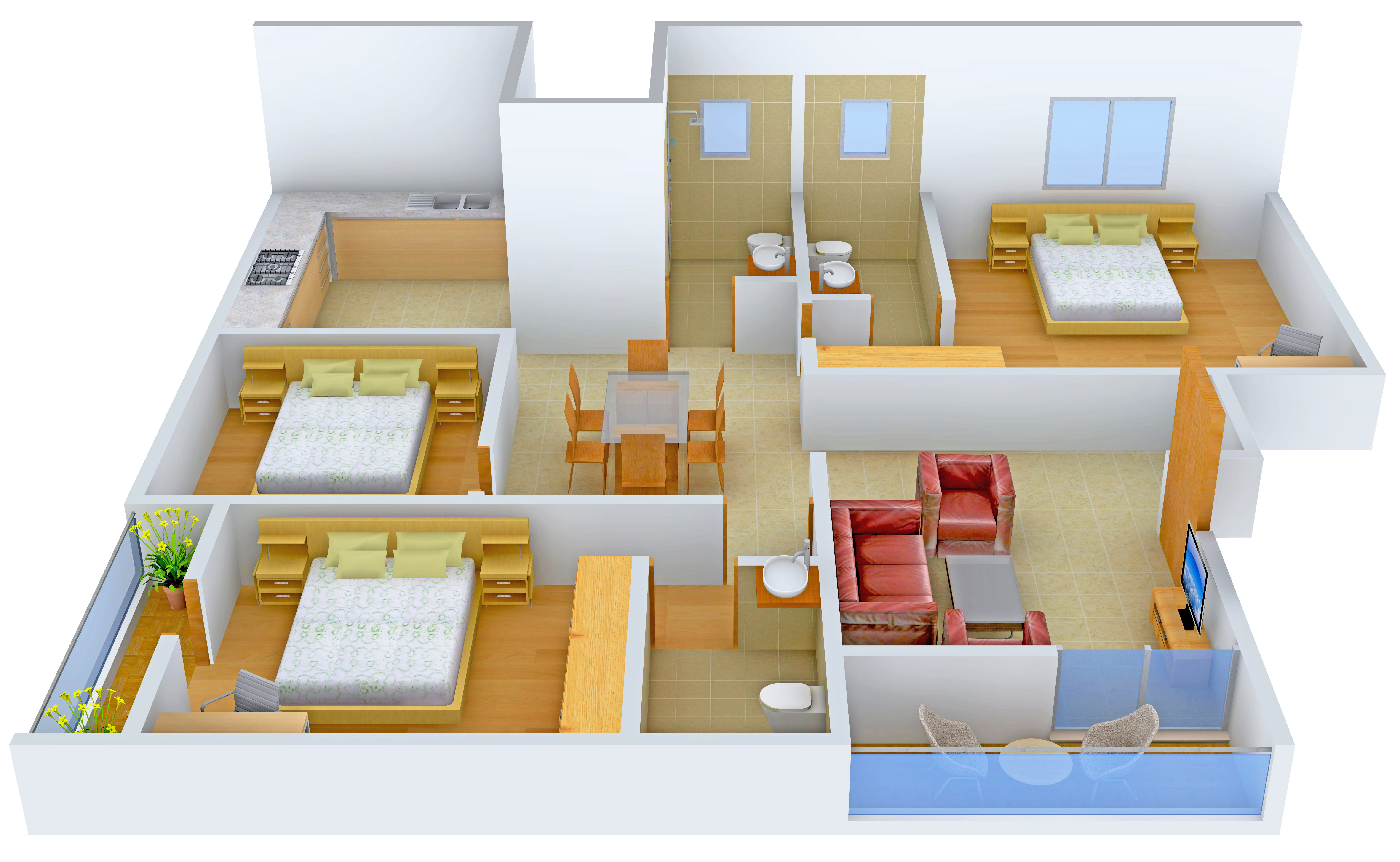 3DFloorPlan of Surath Sunrise Dwelling