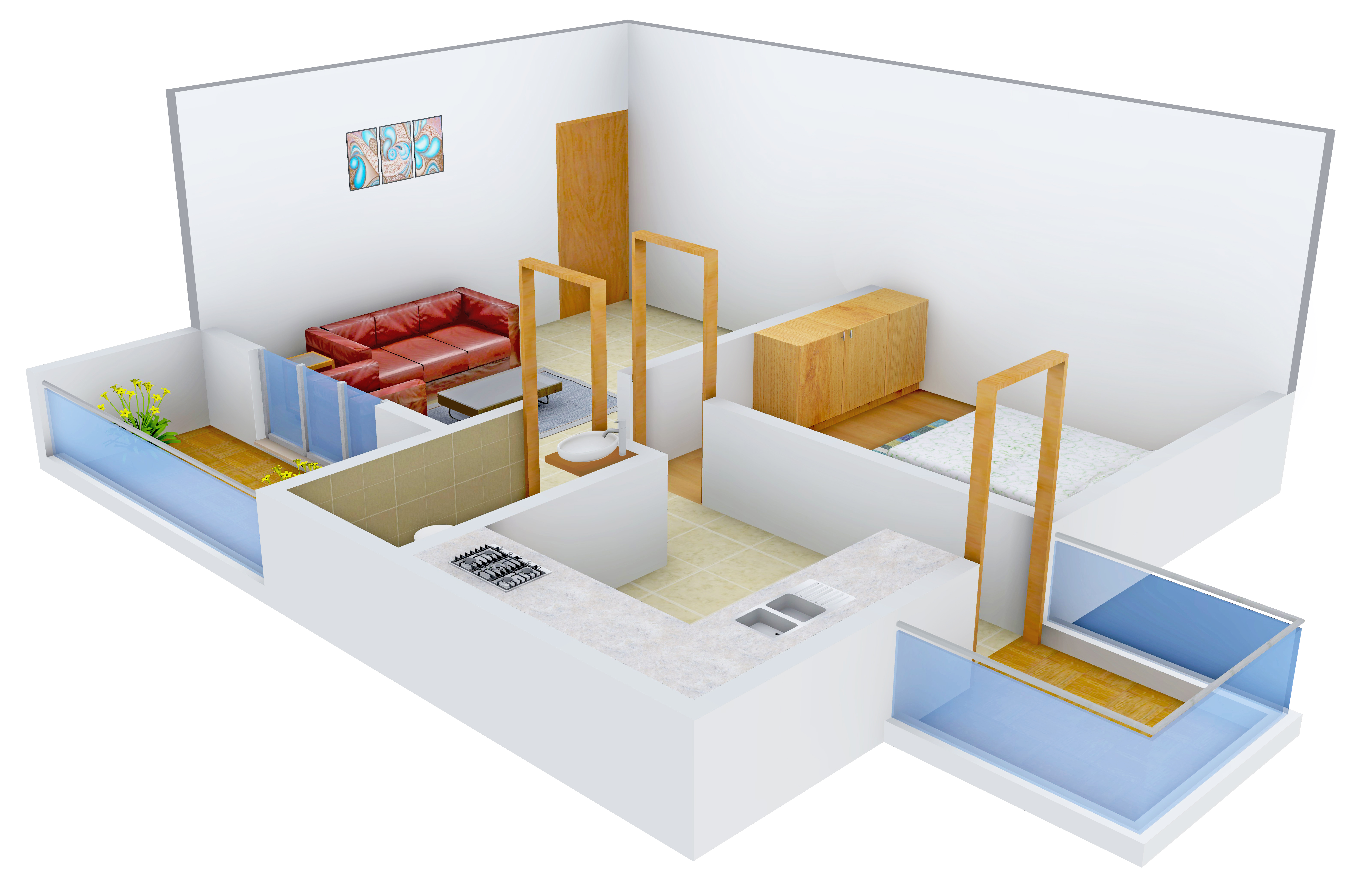 3DFloorPlan of Pristine Village Residency 3