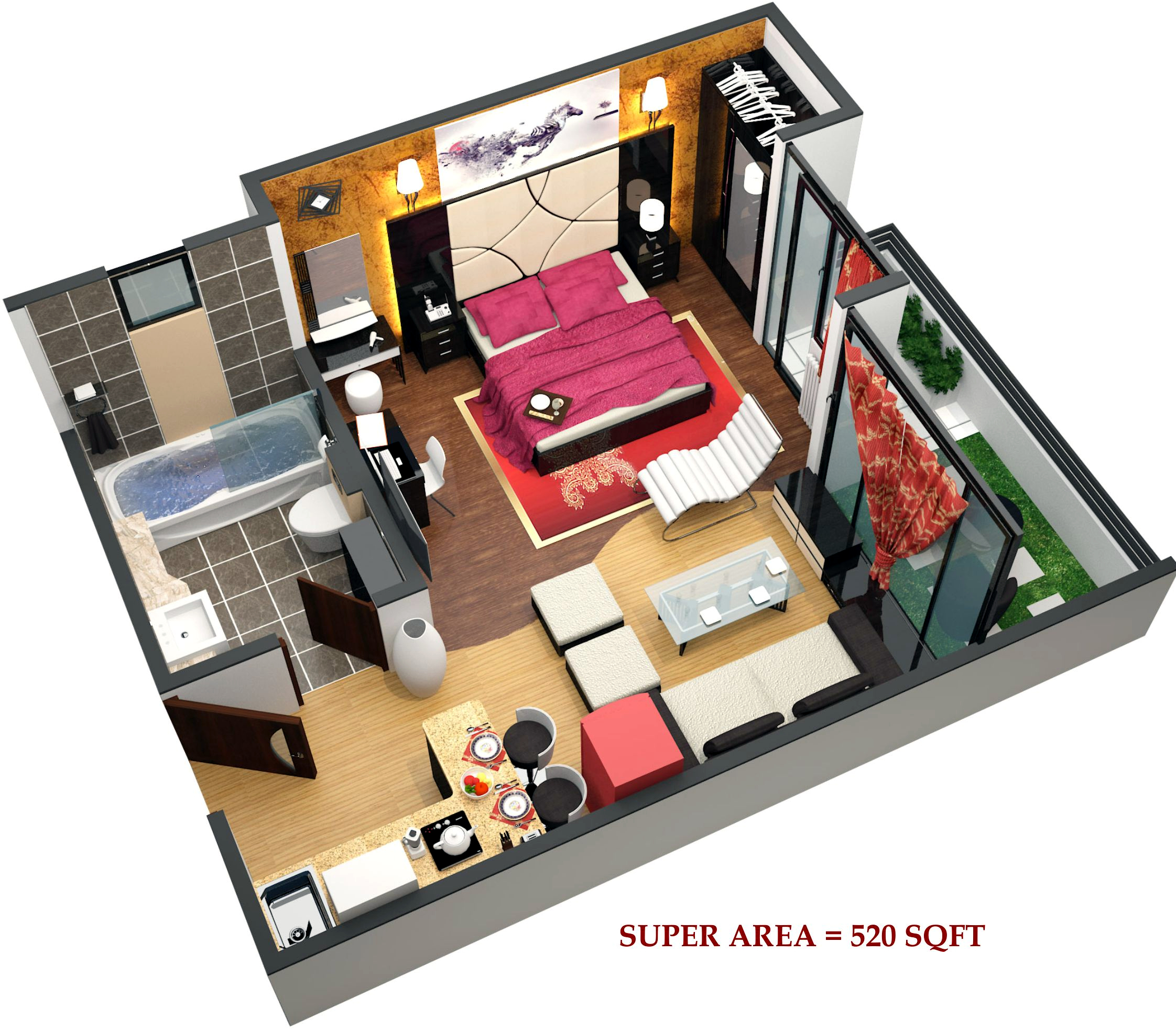 3DFloorPlan of Exalter Himalaya View Apartment