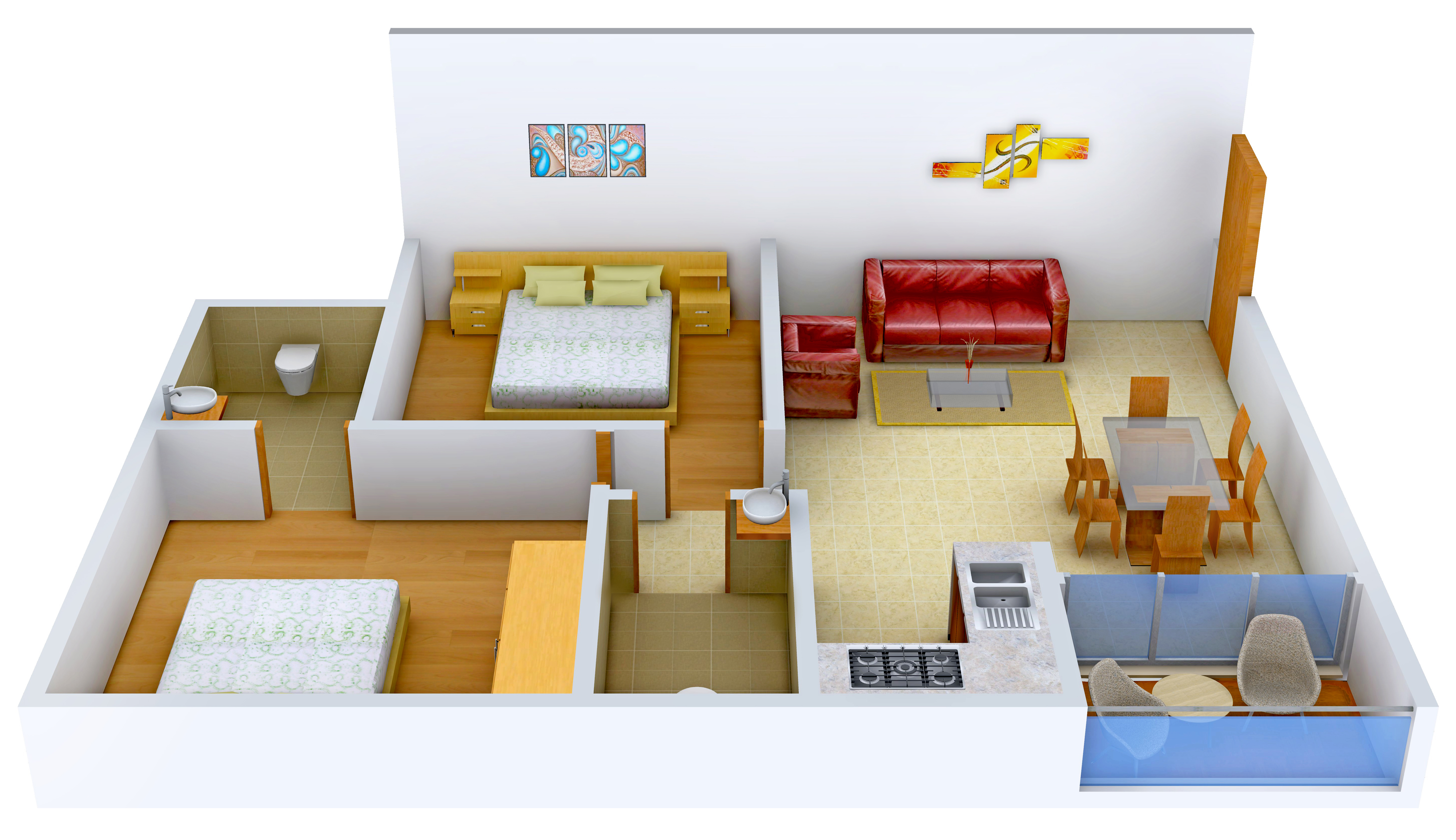 3DFloorPlan of Bloomsbury Mecon Residency