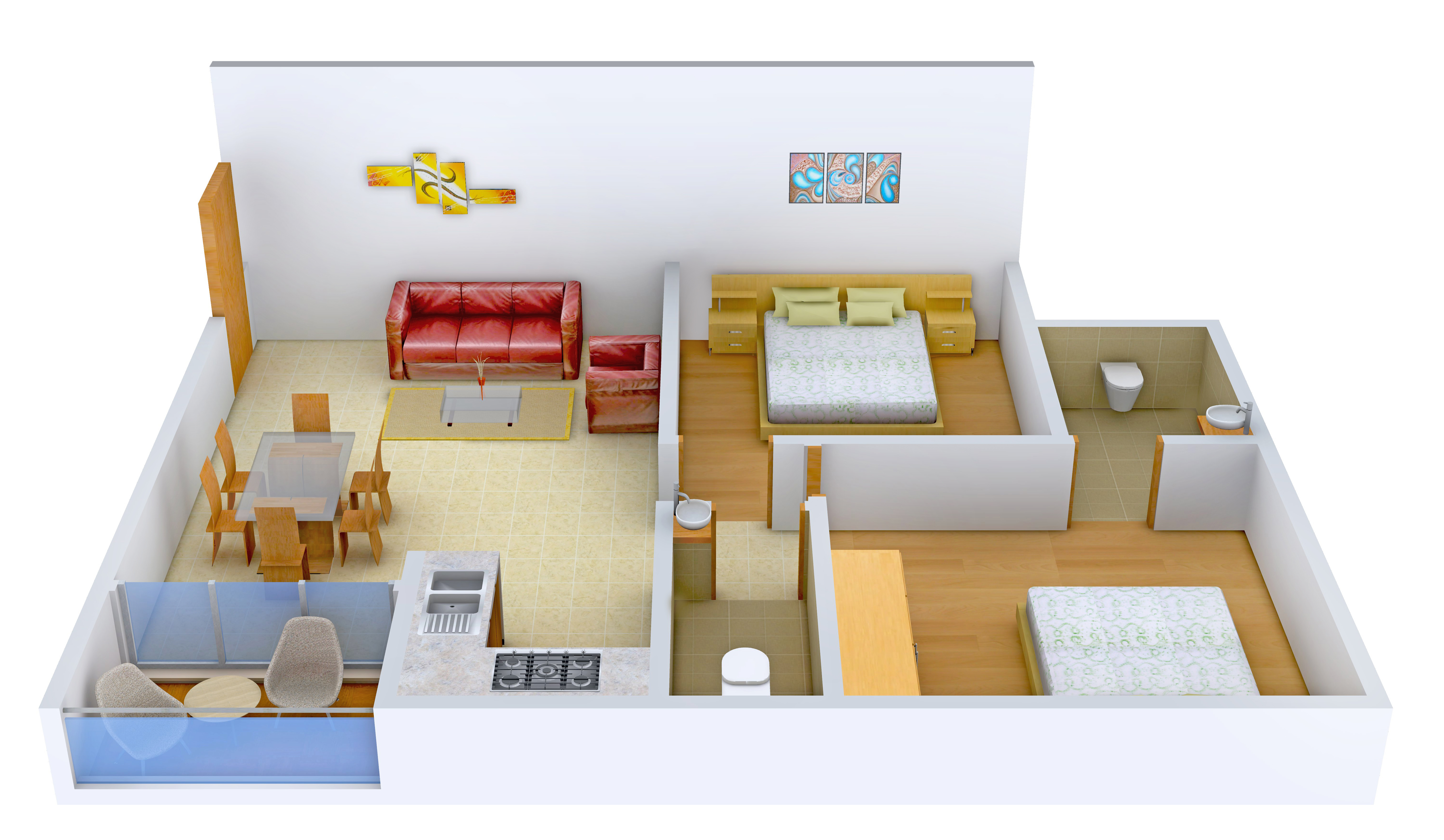 3DFloorPlan of Bloomsbury Mecon Residency