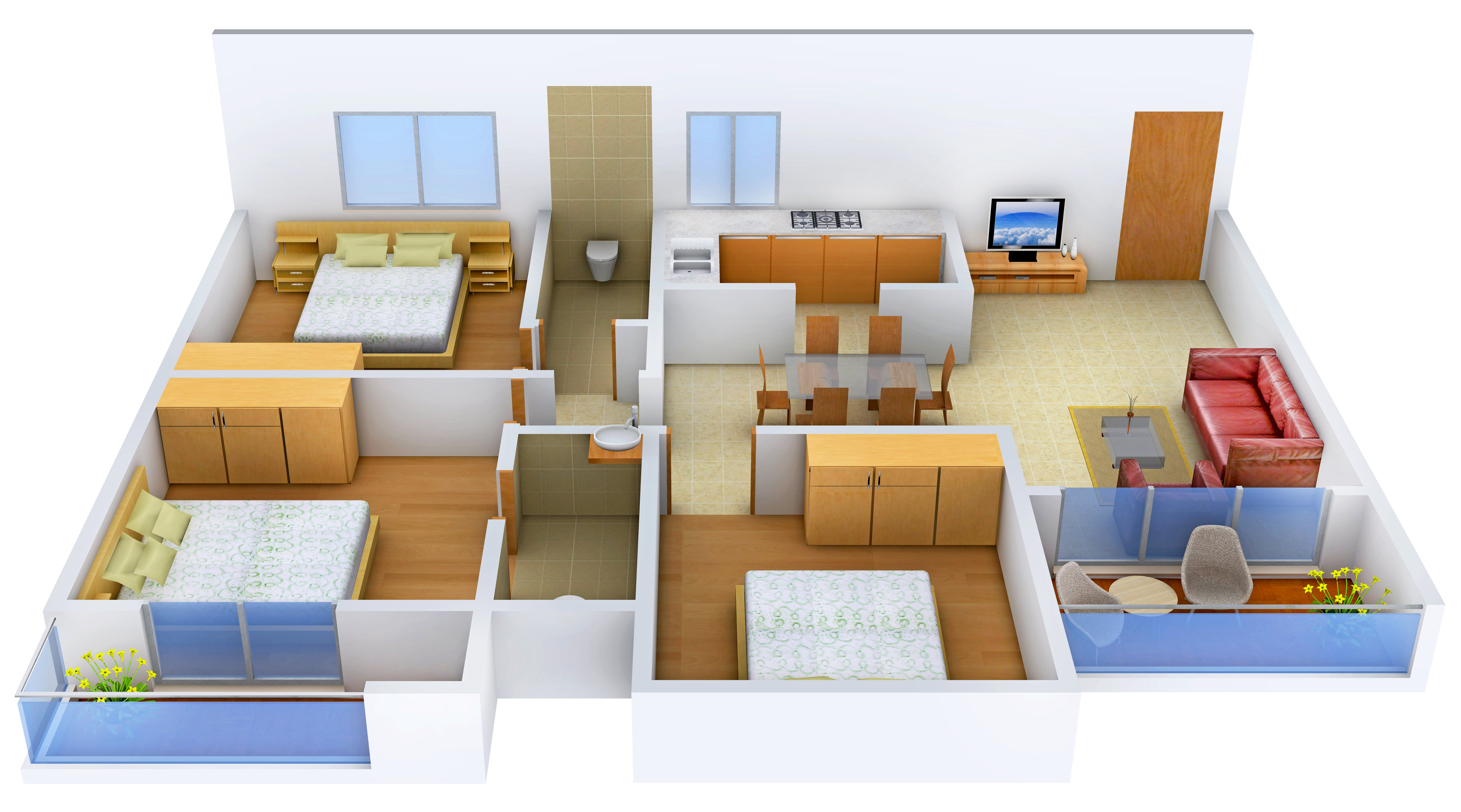 3DFloorPlan of Bloomsbury Mecon Residency