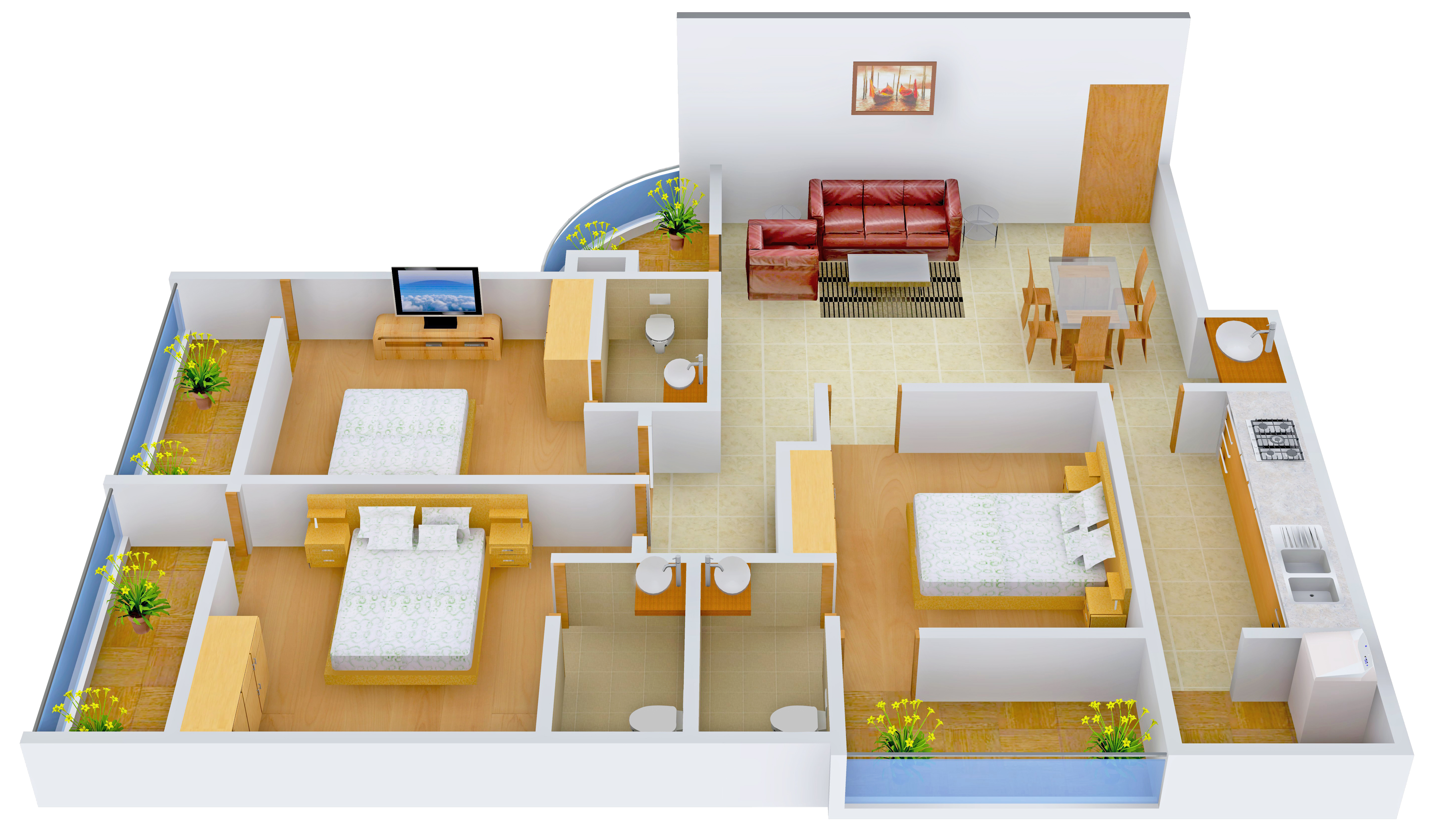 3DFloorPlan of VFive Aaradhana