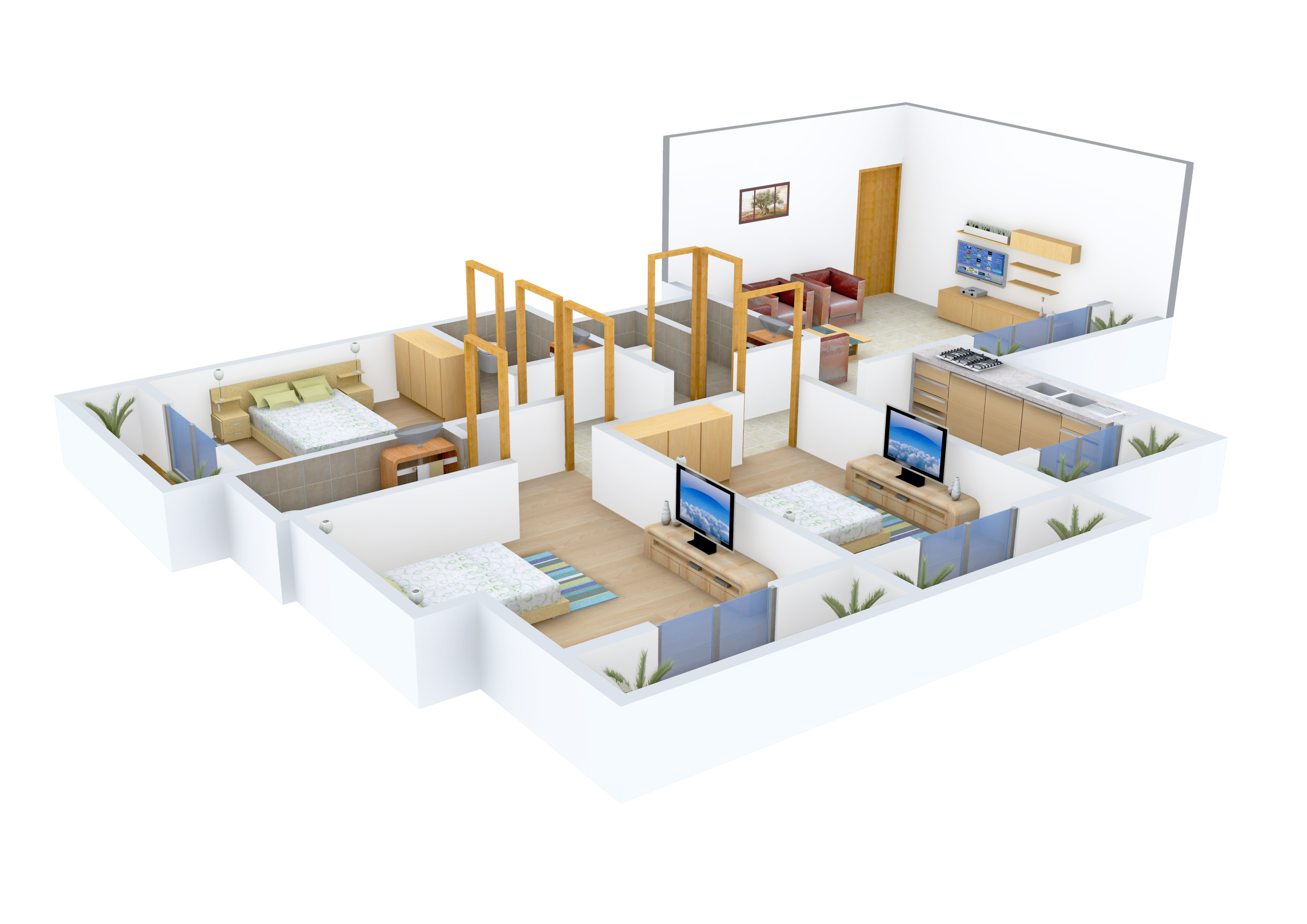 3DFloorPlan of Gopal Krishna Heights