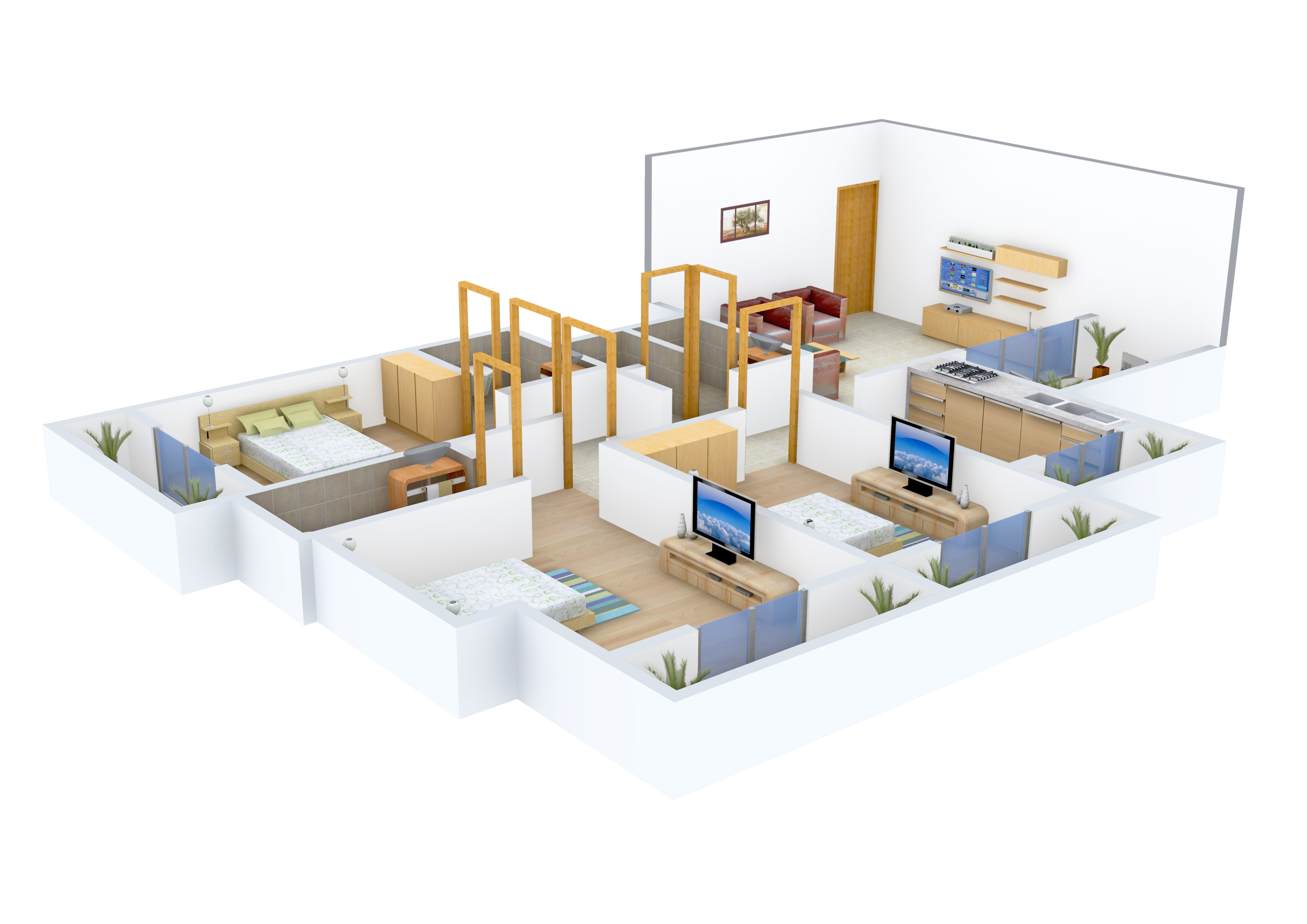 3DFloorPlan of Gopal Krishna Heights