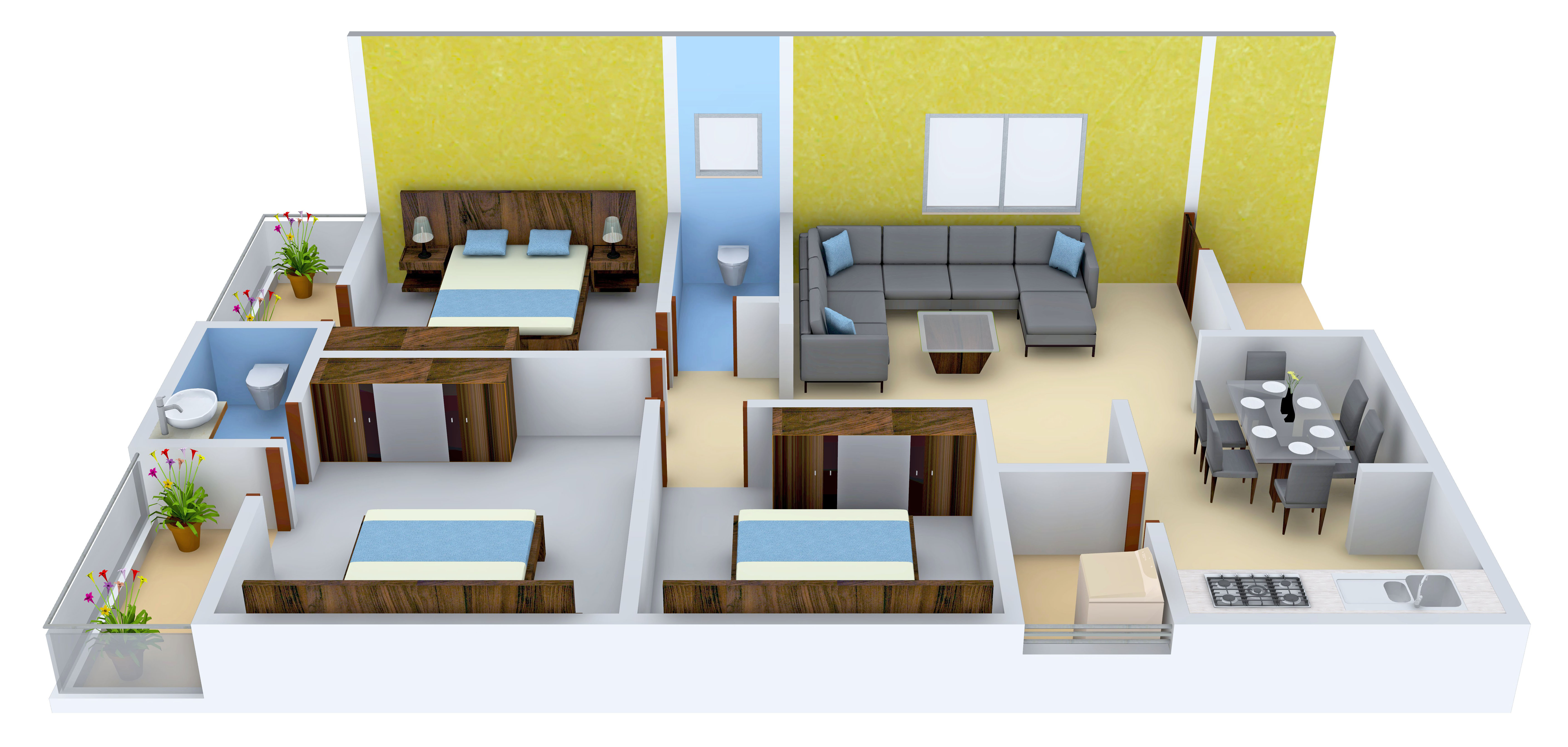 3DFloorPlan of Vaastu Hill View III