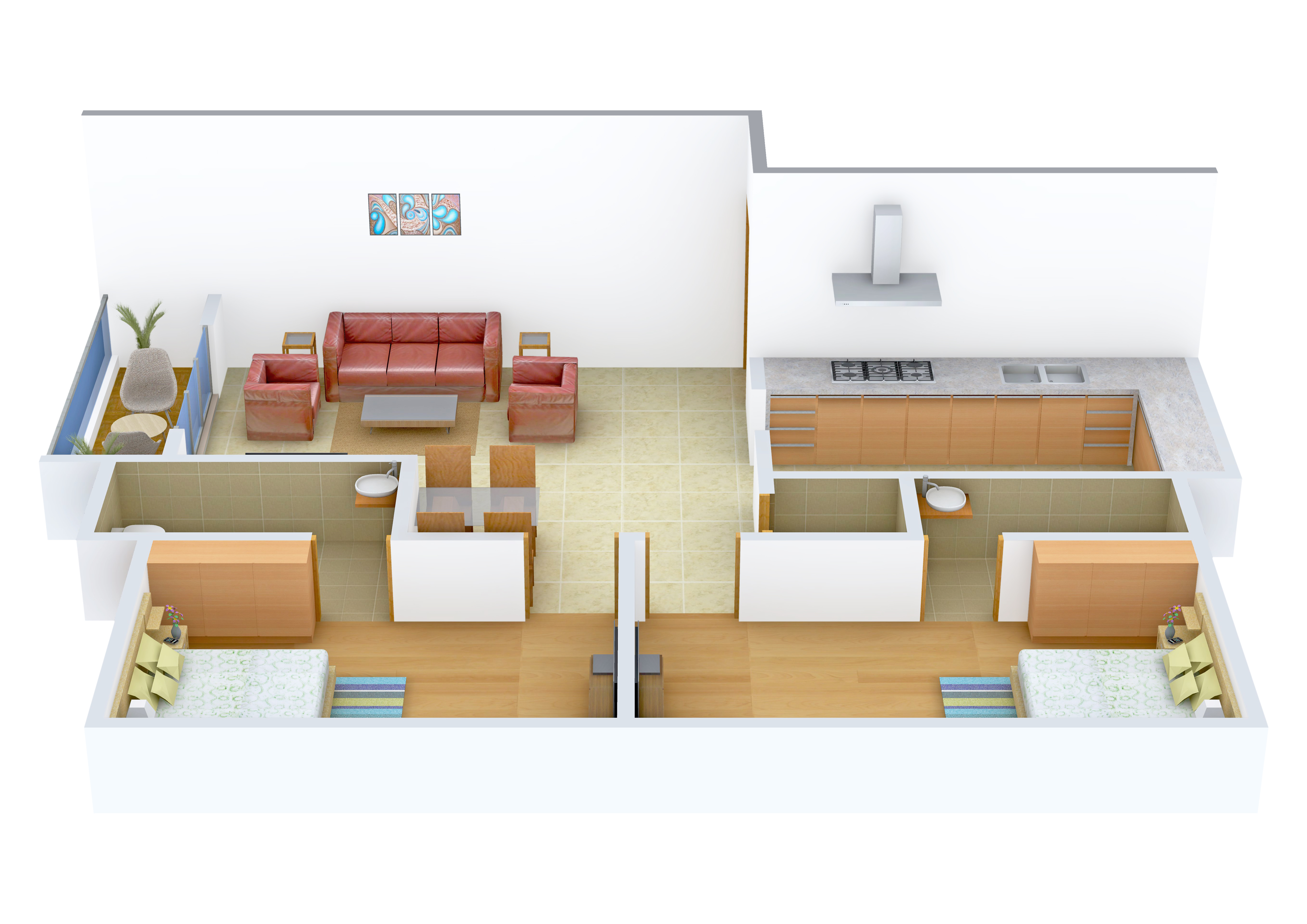 3DFloorPlan of S Raheja Gurukripa