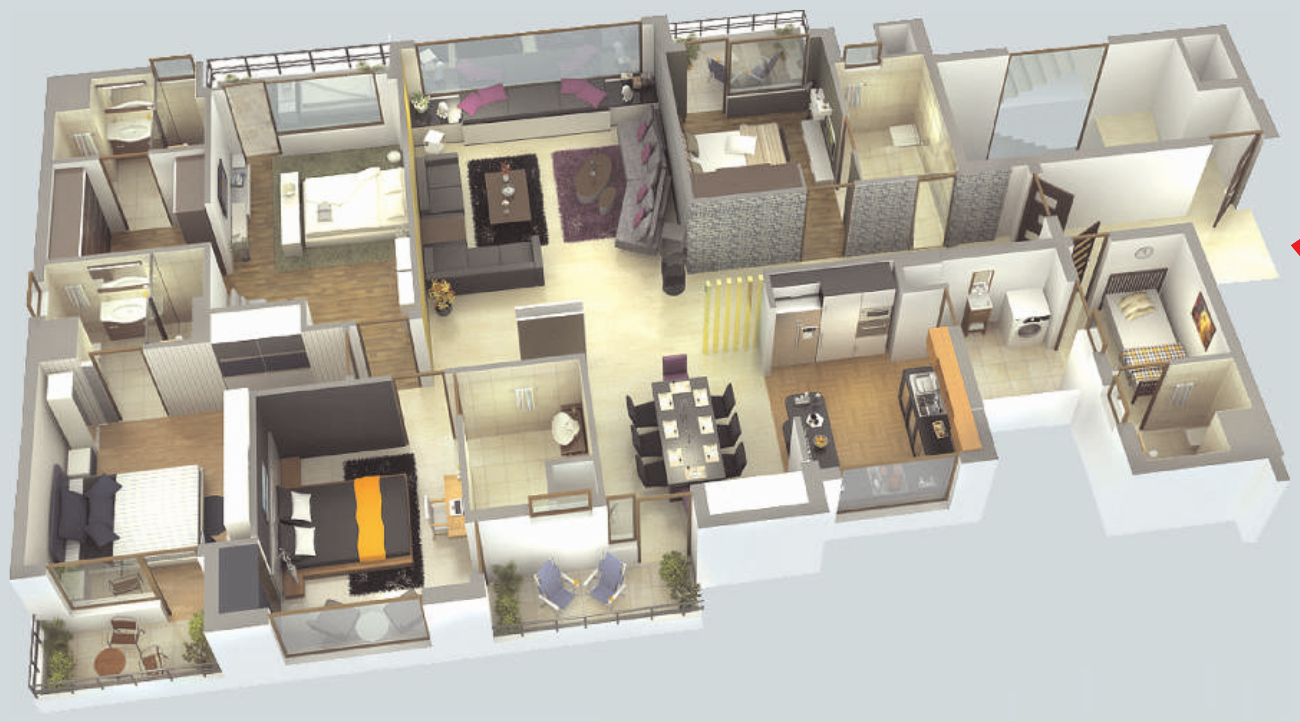 3DFloorPlan of Tulsiani Golf View Apartments