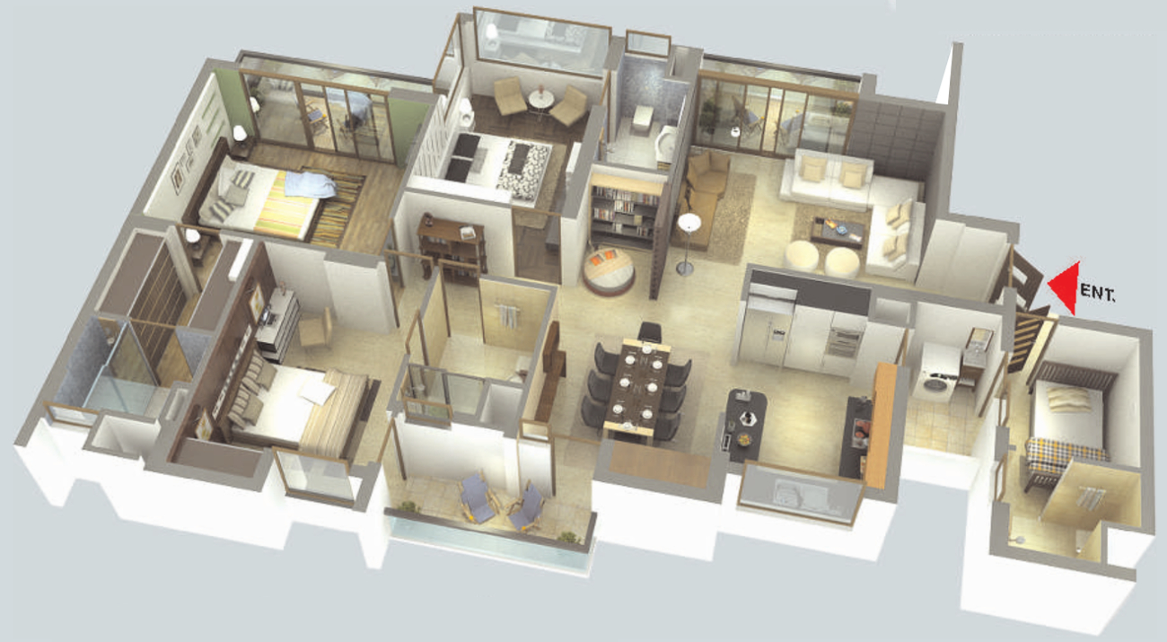 3DFloorPlan of Tulsiani Golf View Apartments