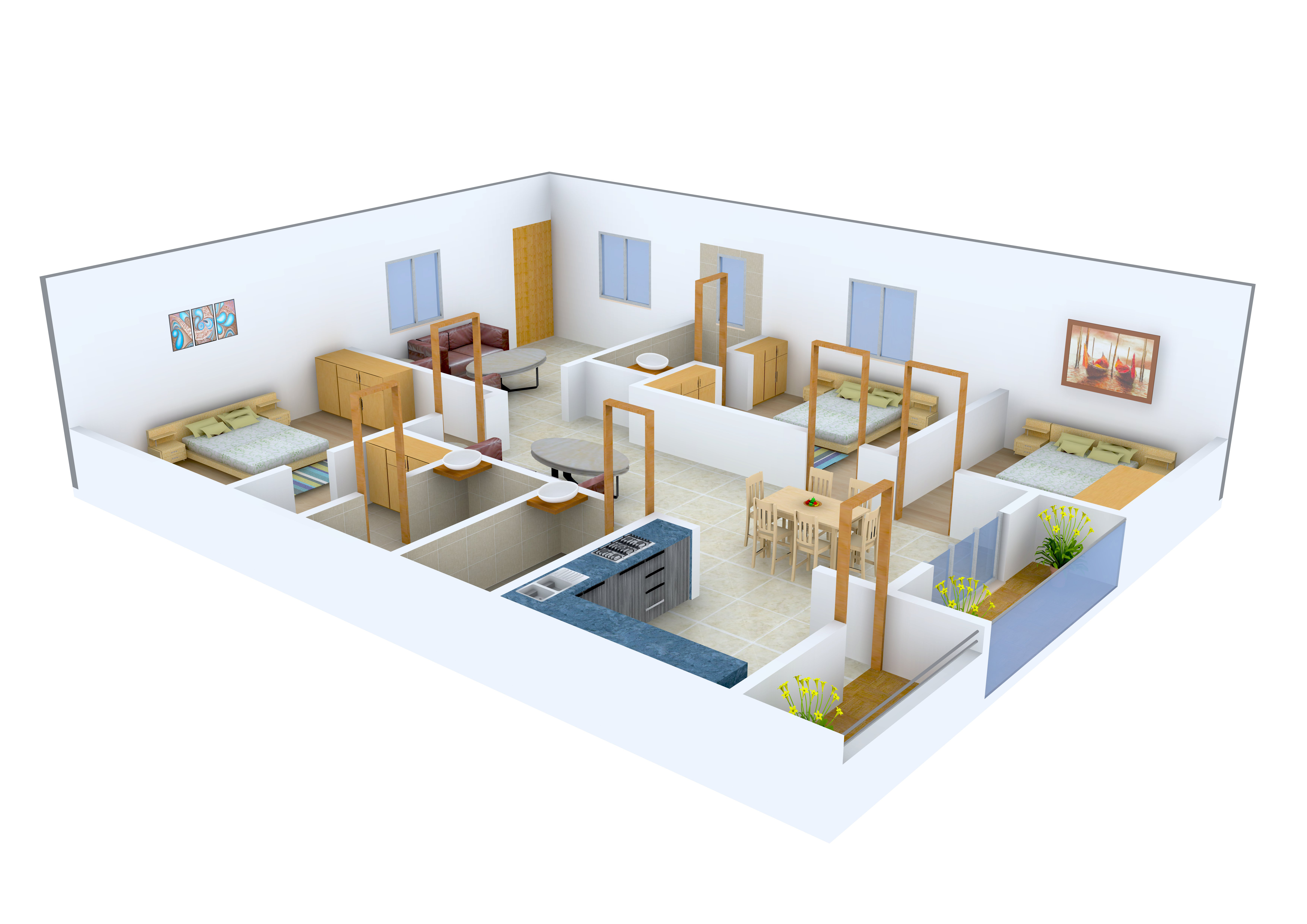 3DFloorPlan of Pratyusha Aksharas Meadows