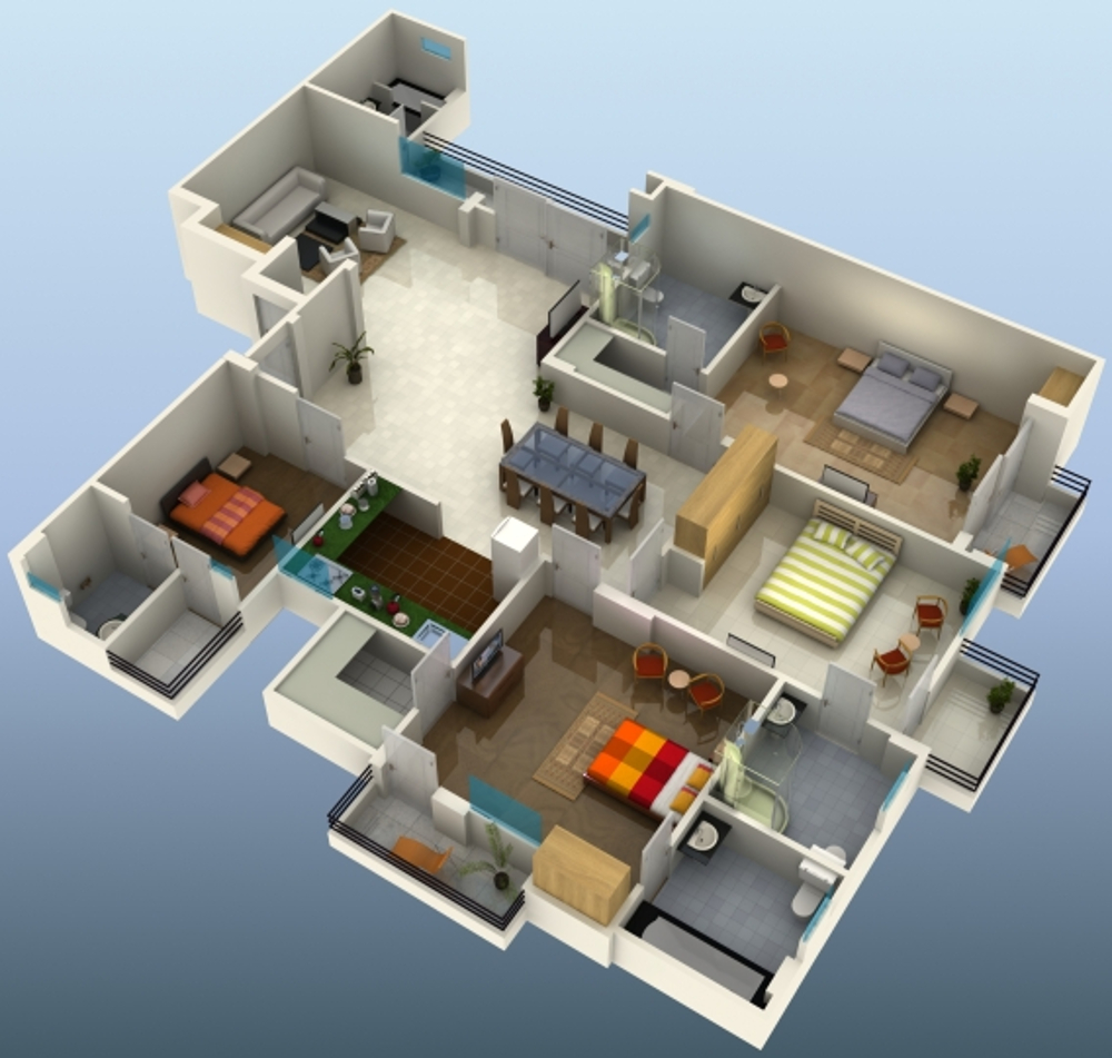 3DFloorPlan of Preet Rohit Residency