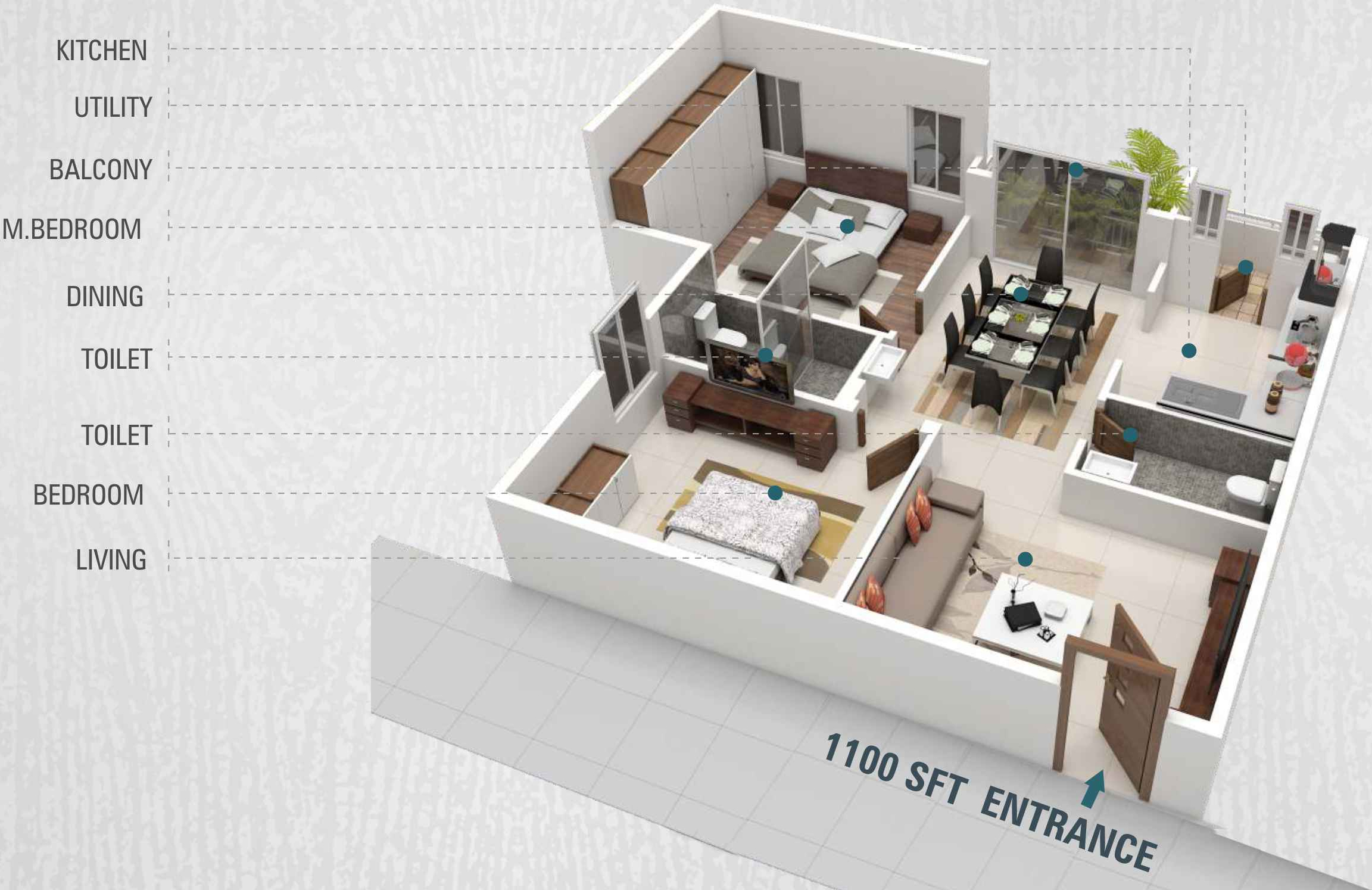 3DFloorPlan of Saroj Daffodils