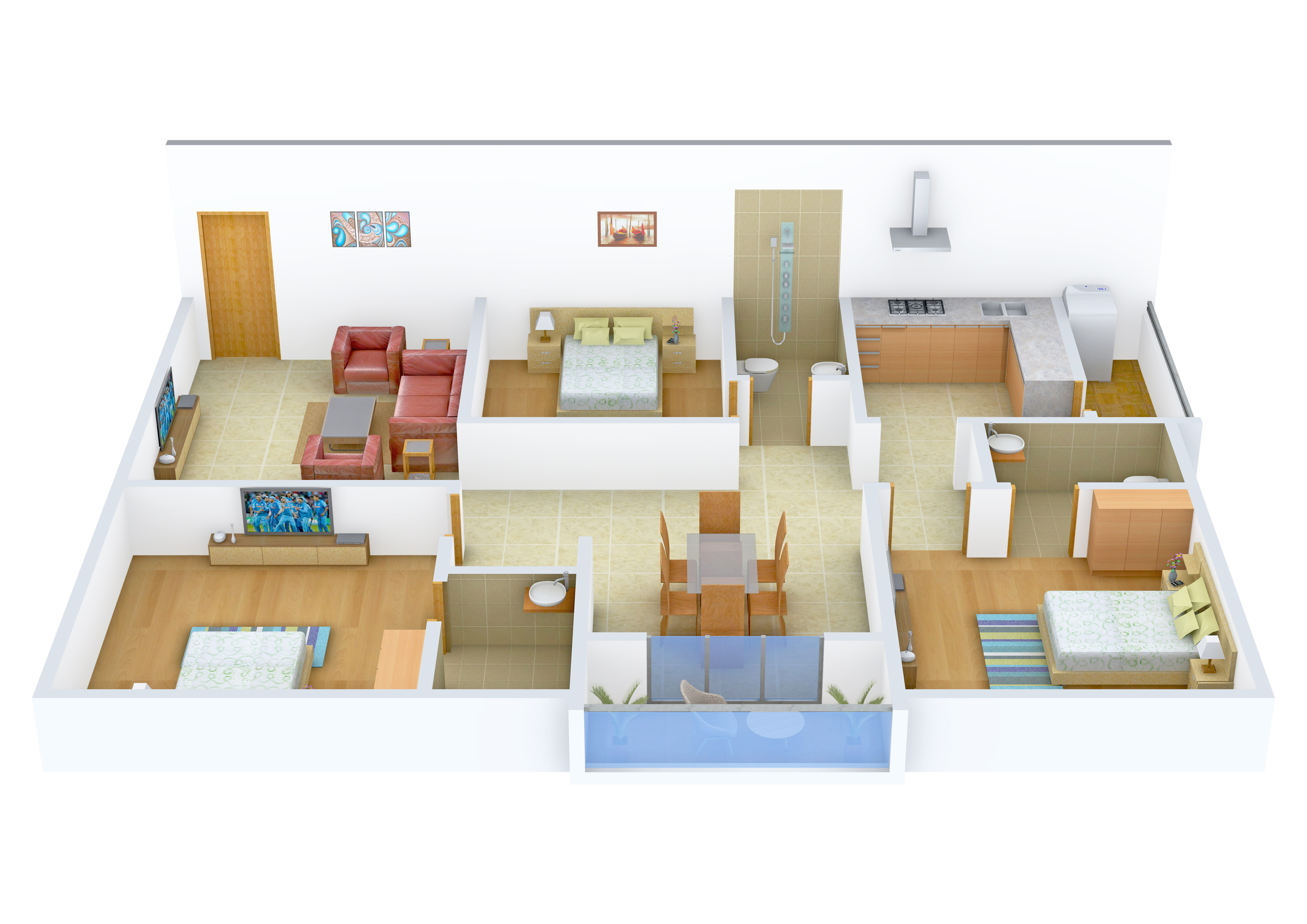 3DFloorPlan of Corn Wall Properties Sreepadam Nivasa