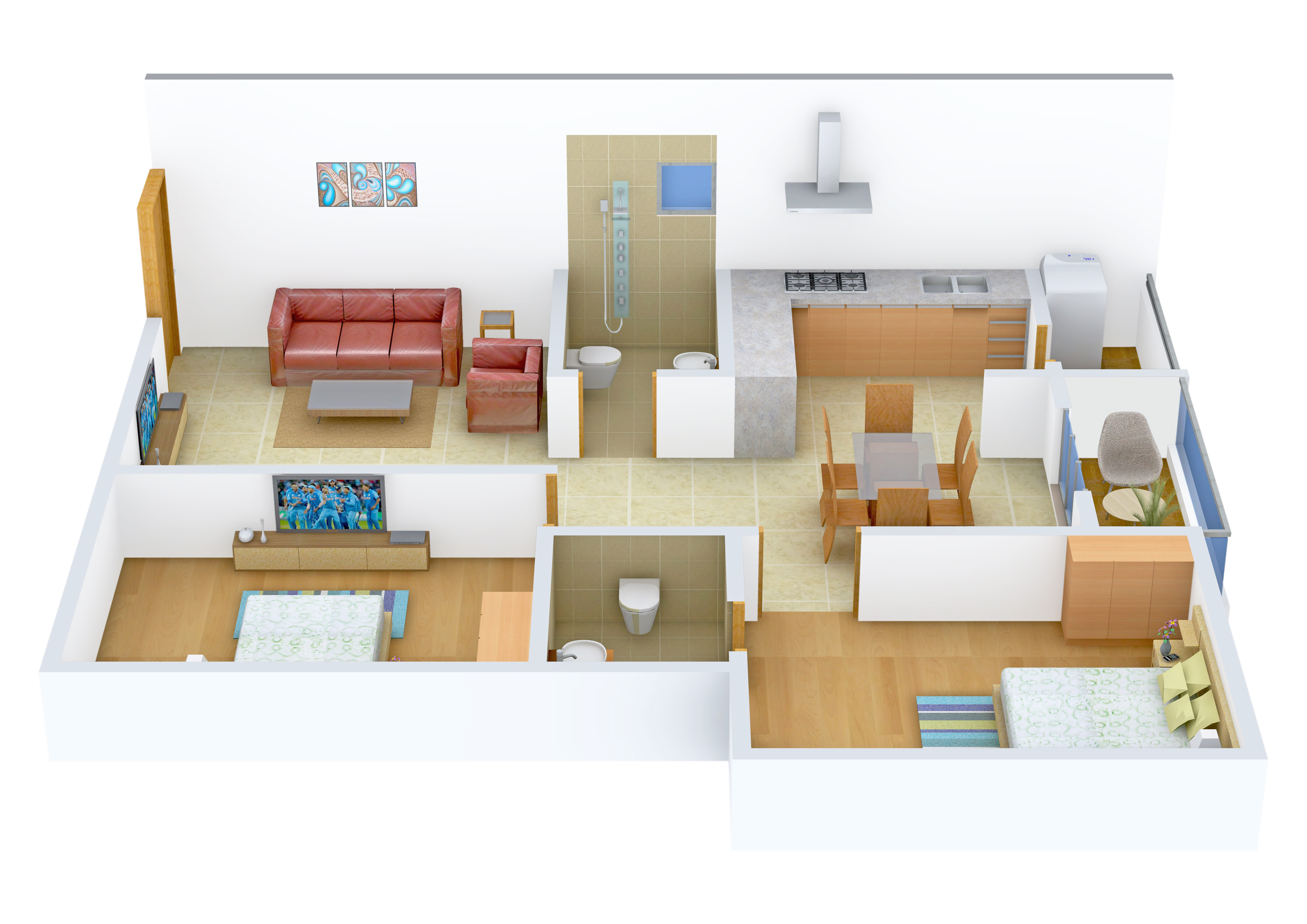 3DFloorPlan of Corn Wall Properties Sreepadam Nivasa