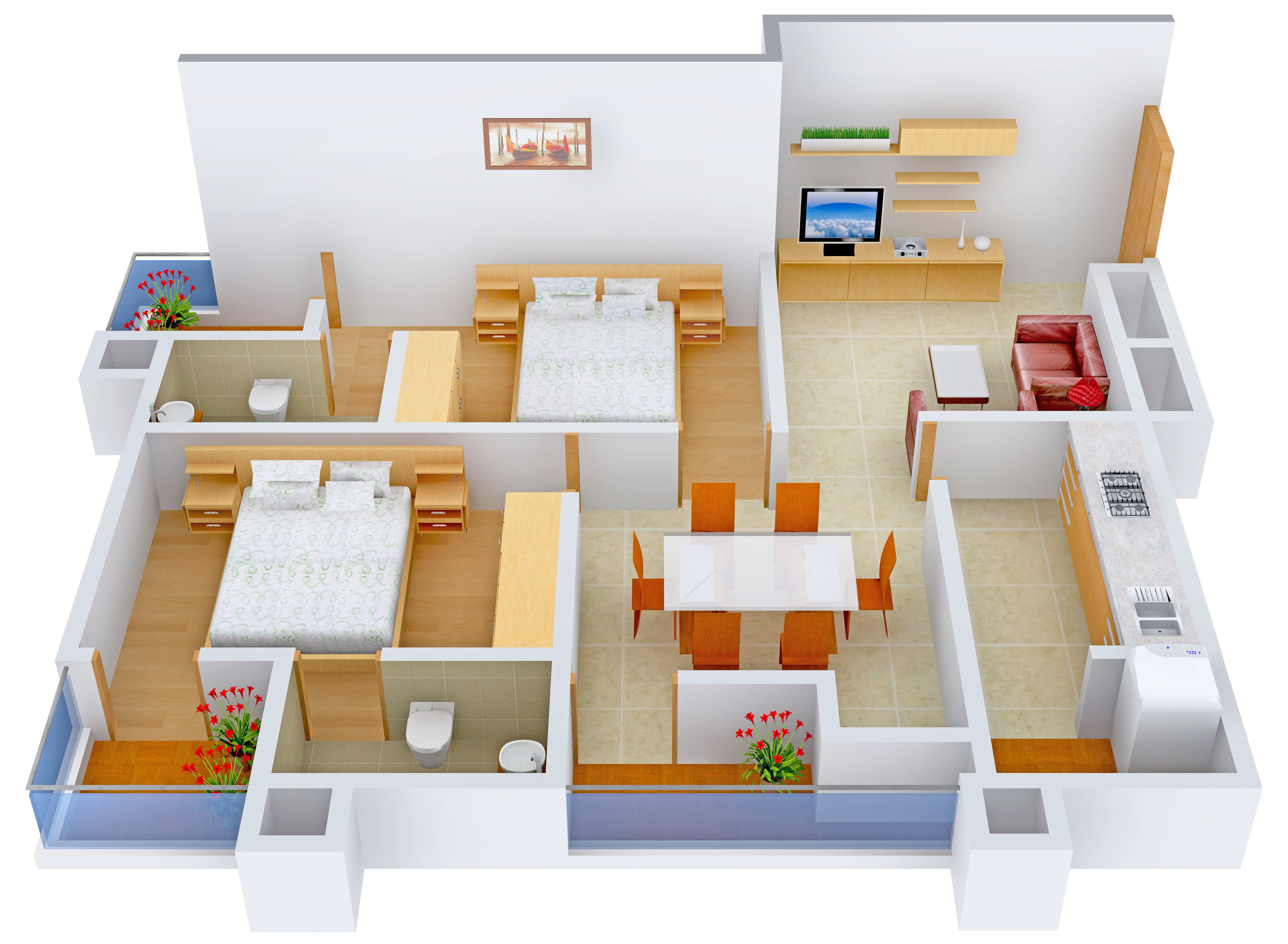 3DFloorPlan of VFive Aaradhana