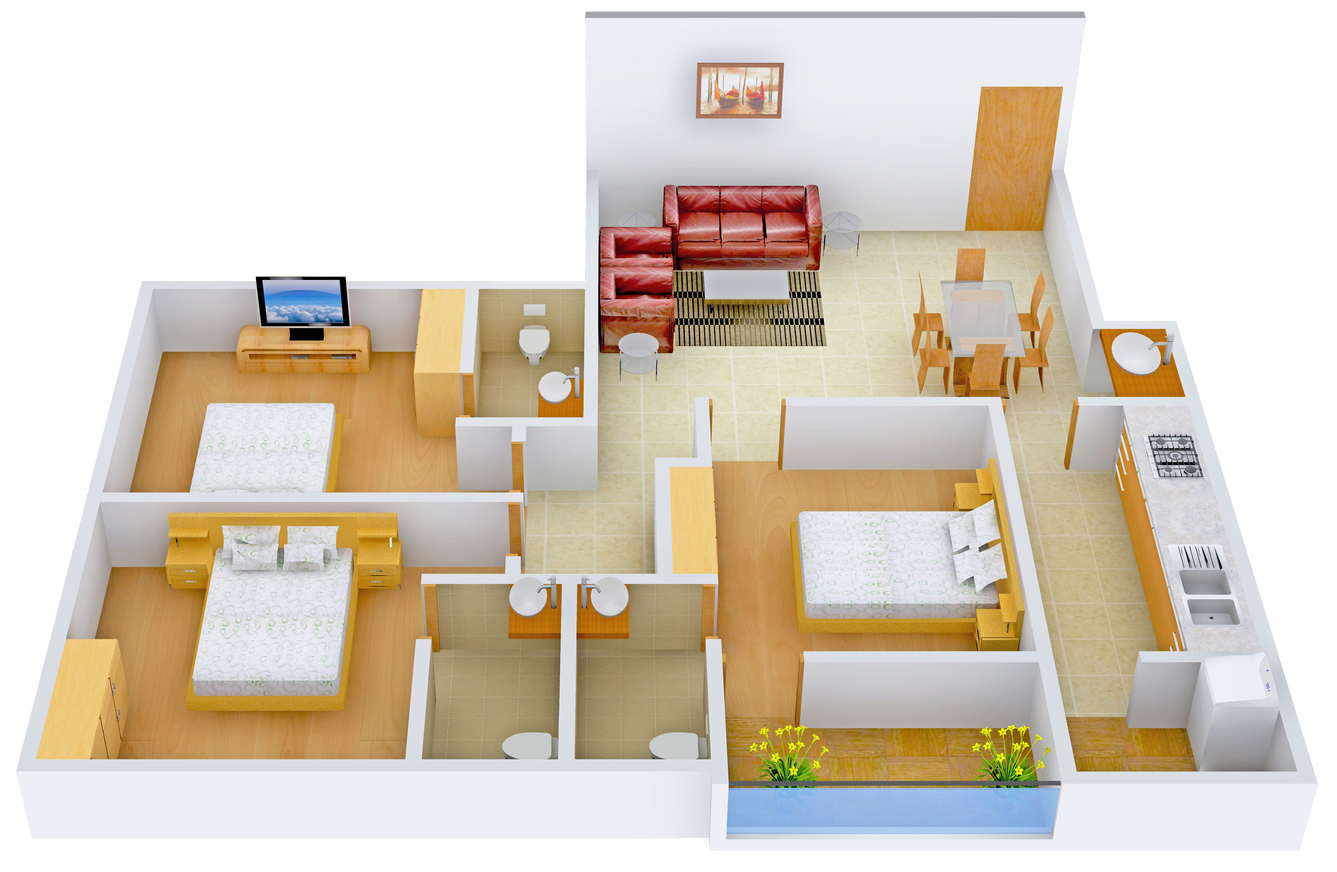 3DFloorPlan of VFive Aaradhana