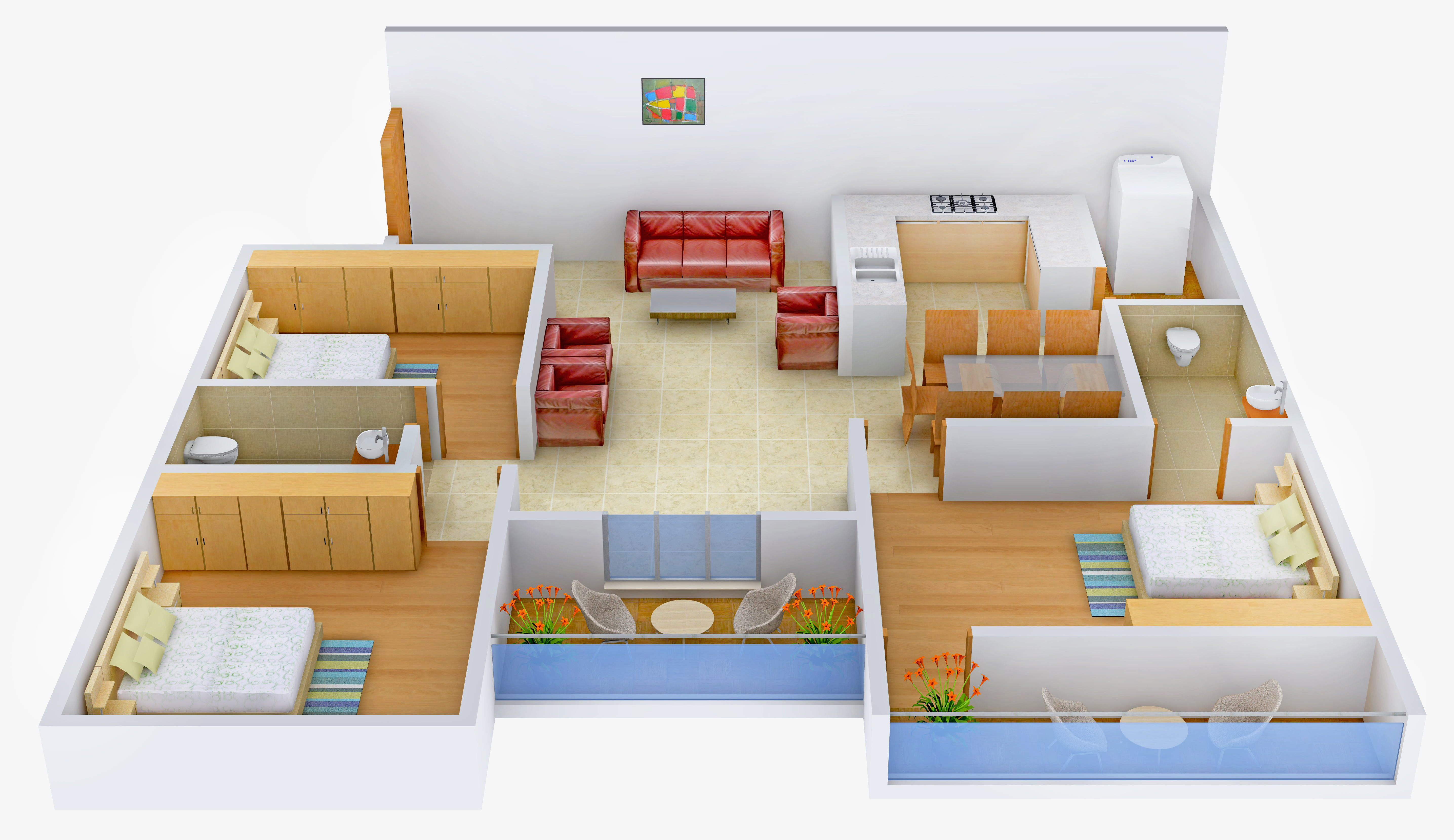 3DFloorPlan of Vibrant White Pearl