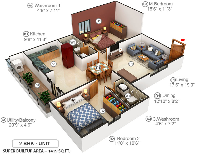 3DFloorPlan of Griha Mithra Grand Gandharva