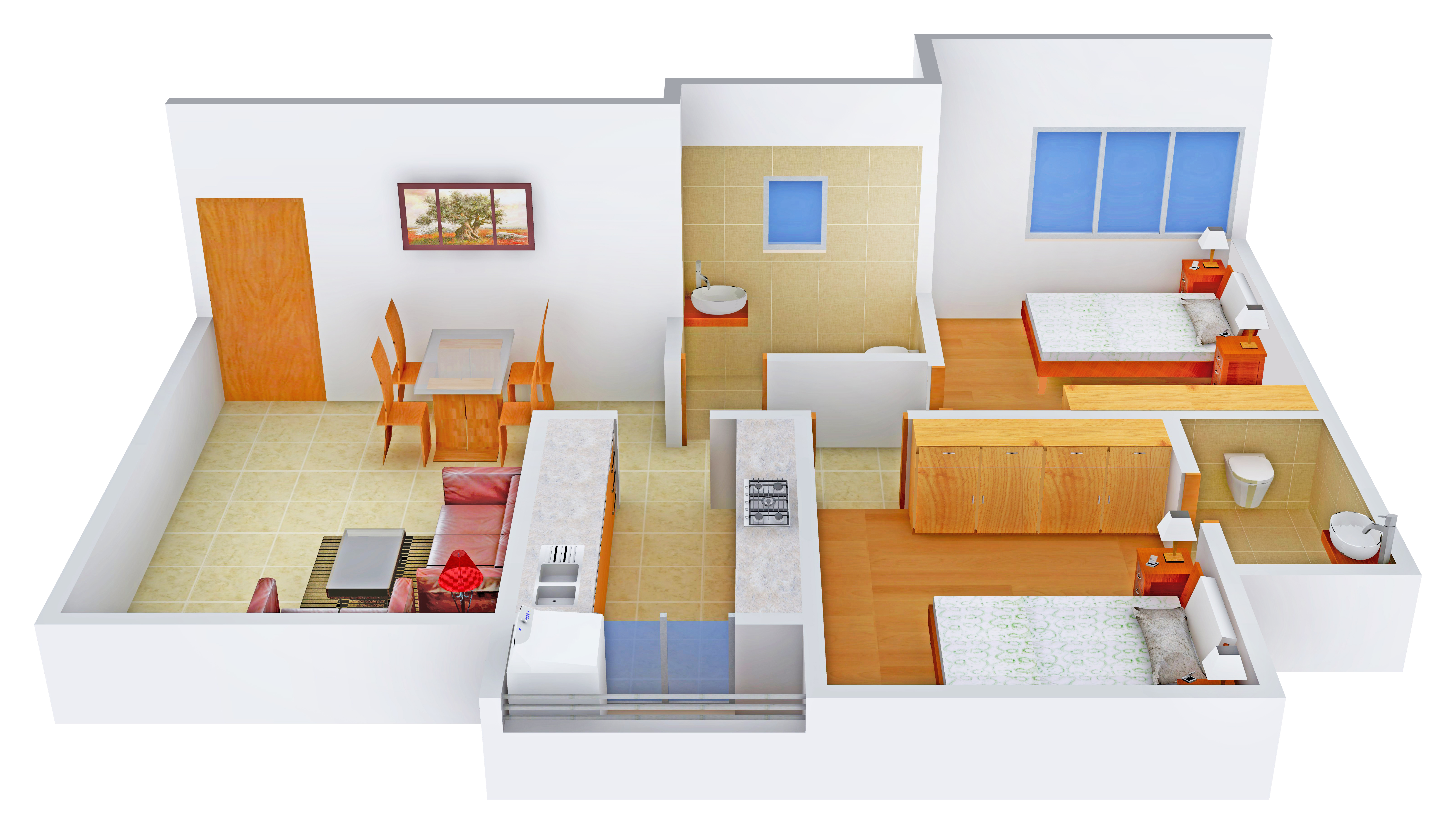 3DFloorPlan of Sree Sai Aspire
