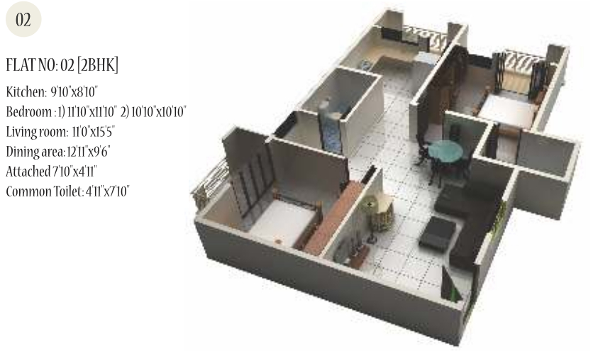 3DFloorPlan of S2 Homes Avantikaa