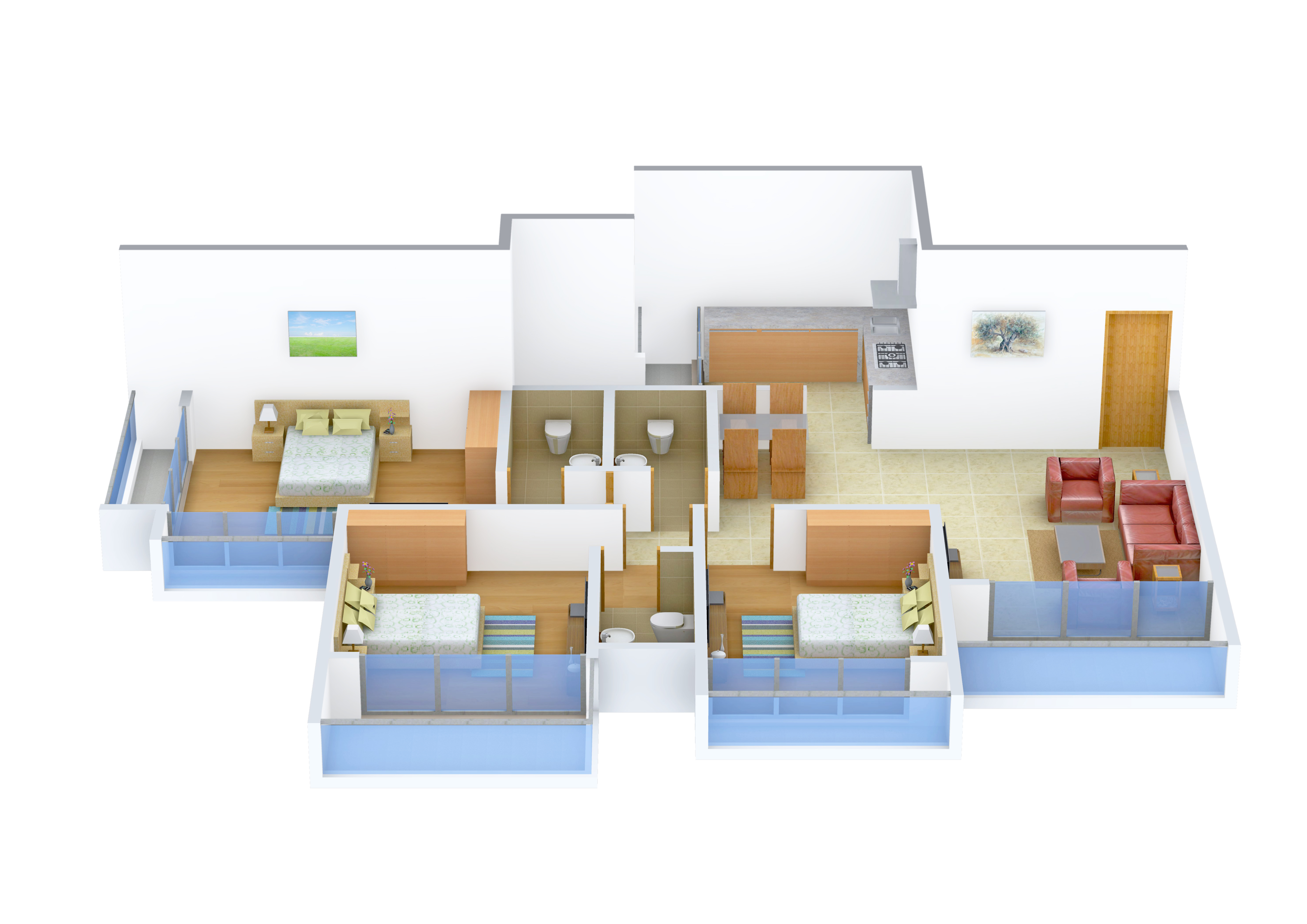 3DFloorPlan of Progressive Meera Aagan