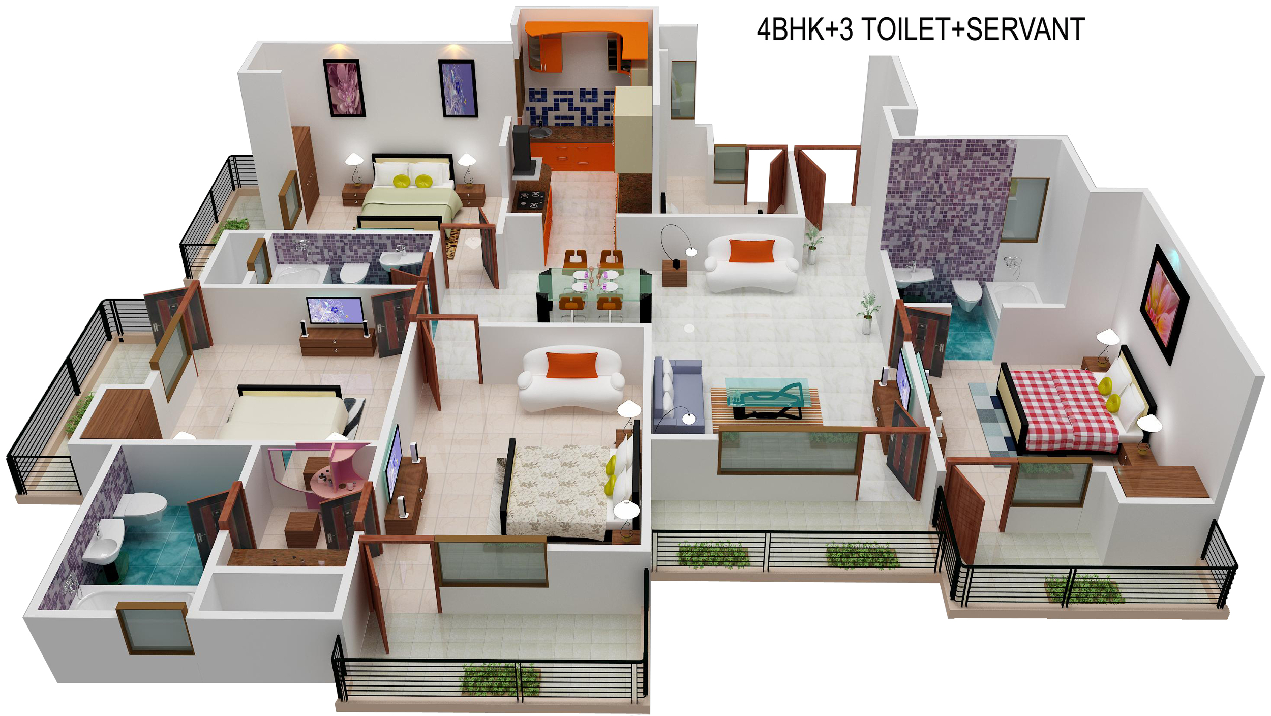 3DFloorPlan of Sanchar Nest Palm Heights