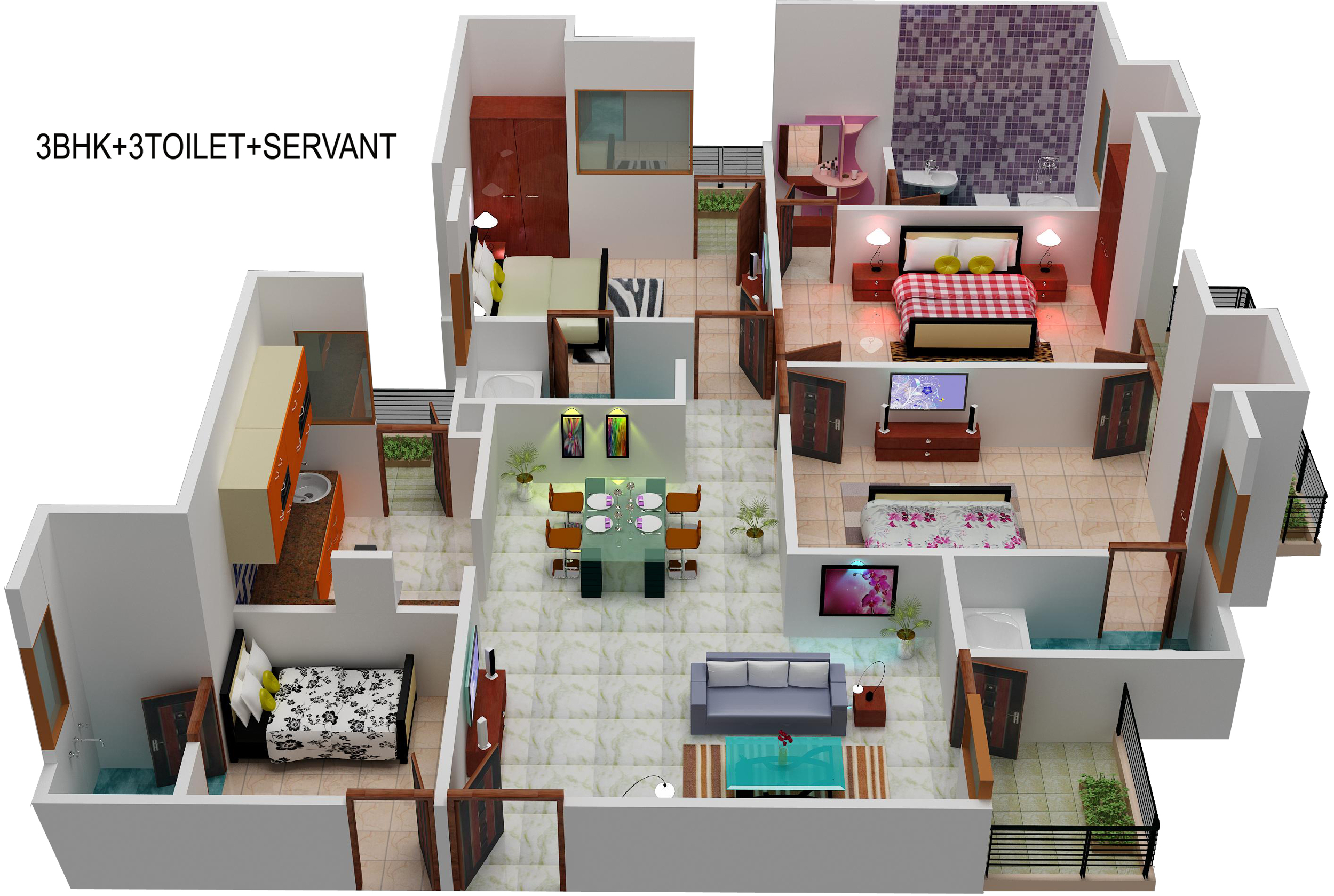 3DFloorPlan of Sanchar Nest Palm Heights
