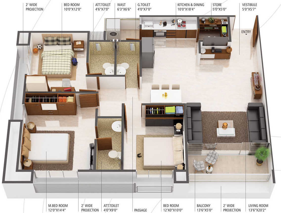 3DFloorPlan of Akshar Pratham