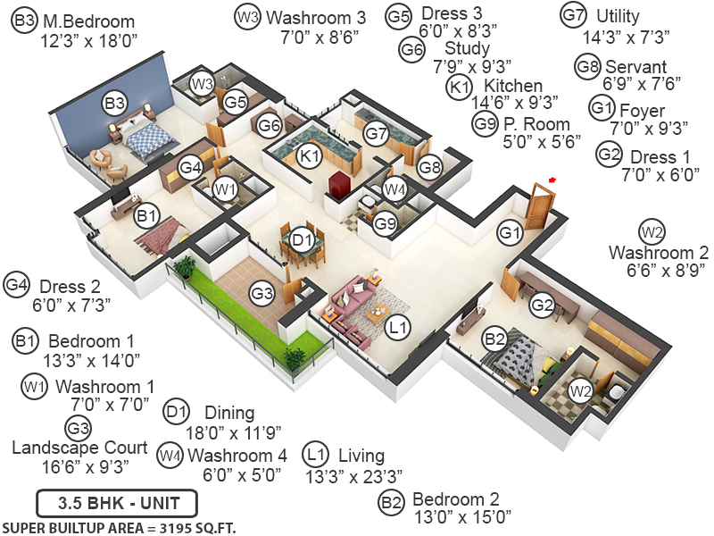 3DFloorPlan of Mantri Centrium