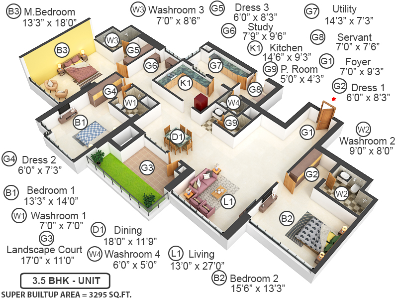 3DFloorPlan of Mantri Centrium