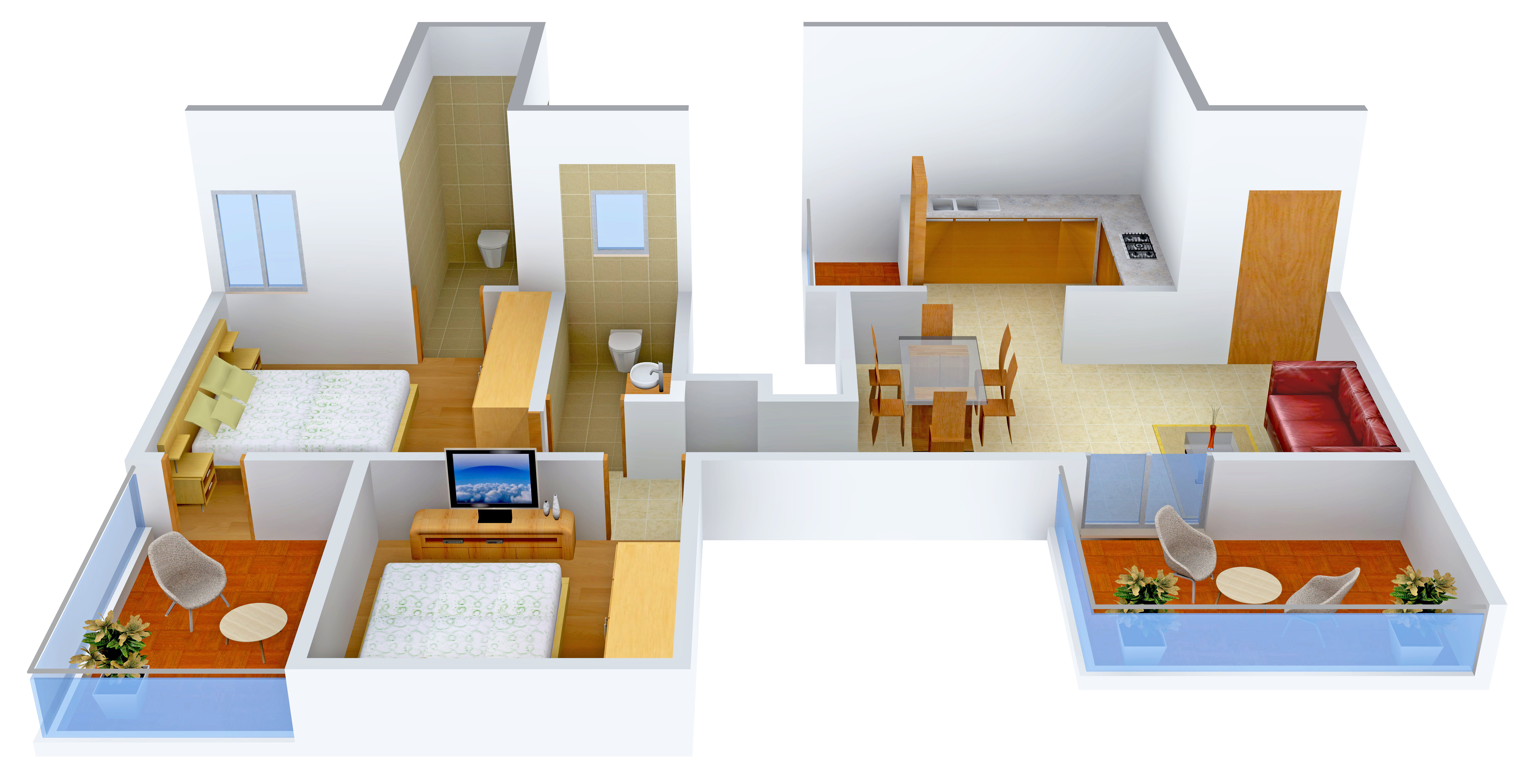 3DFloorPlan of ABC Swaraaj Avenue