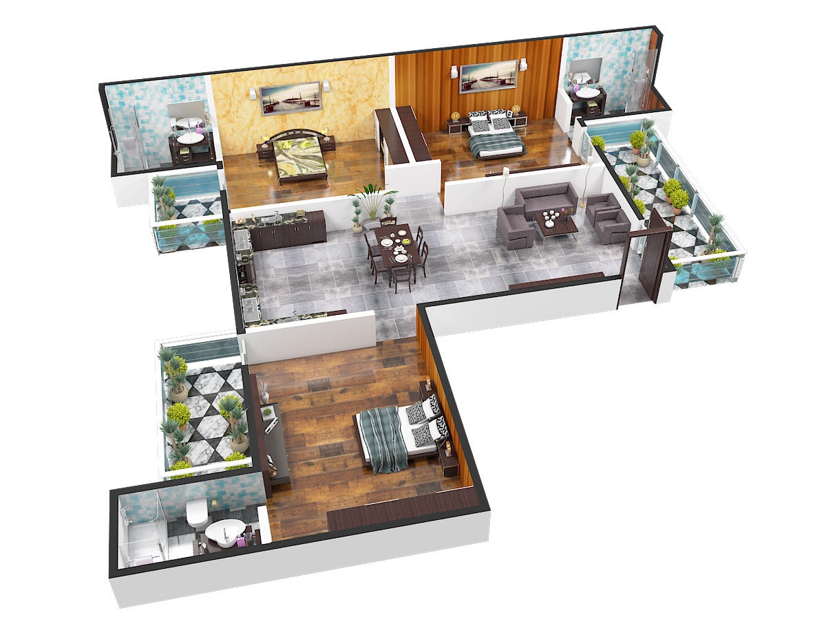 3DFloorPlan of Raheja Maheshwara