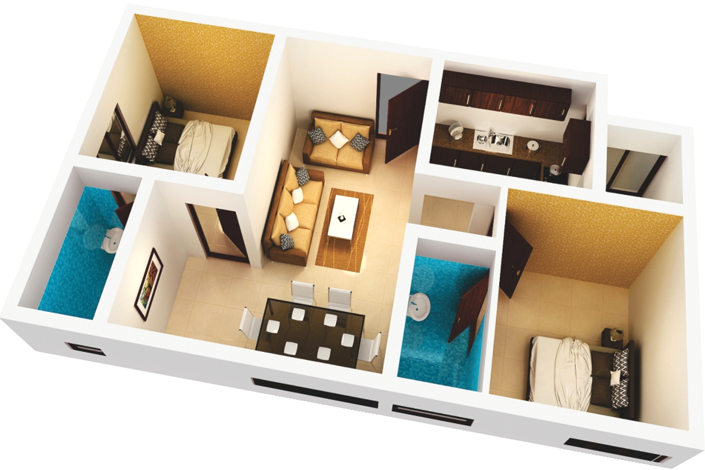 3DFloorPlan of IndianYard Leena Homes