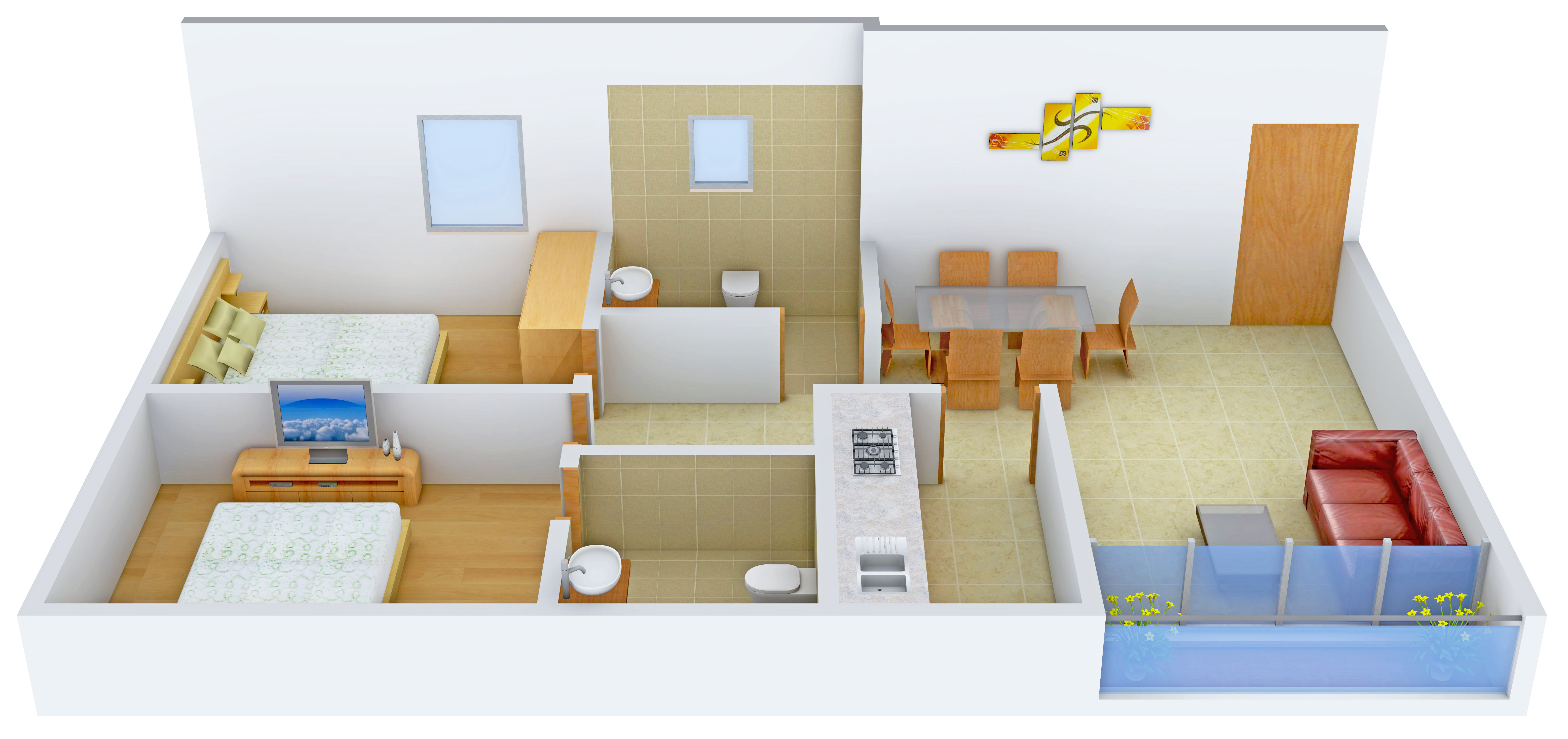 3DFloorPlan of Rabin Dunlop Residency
