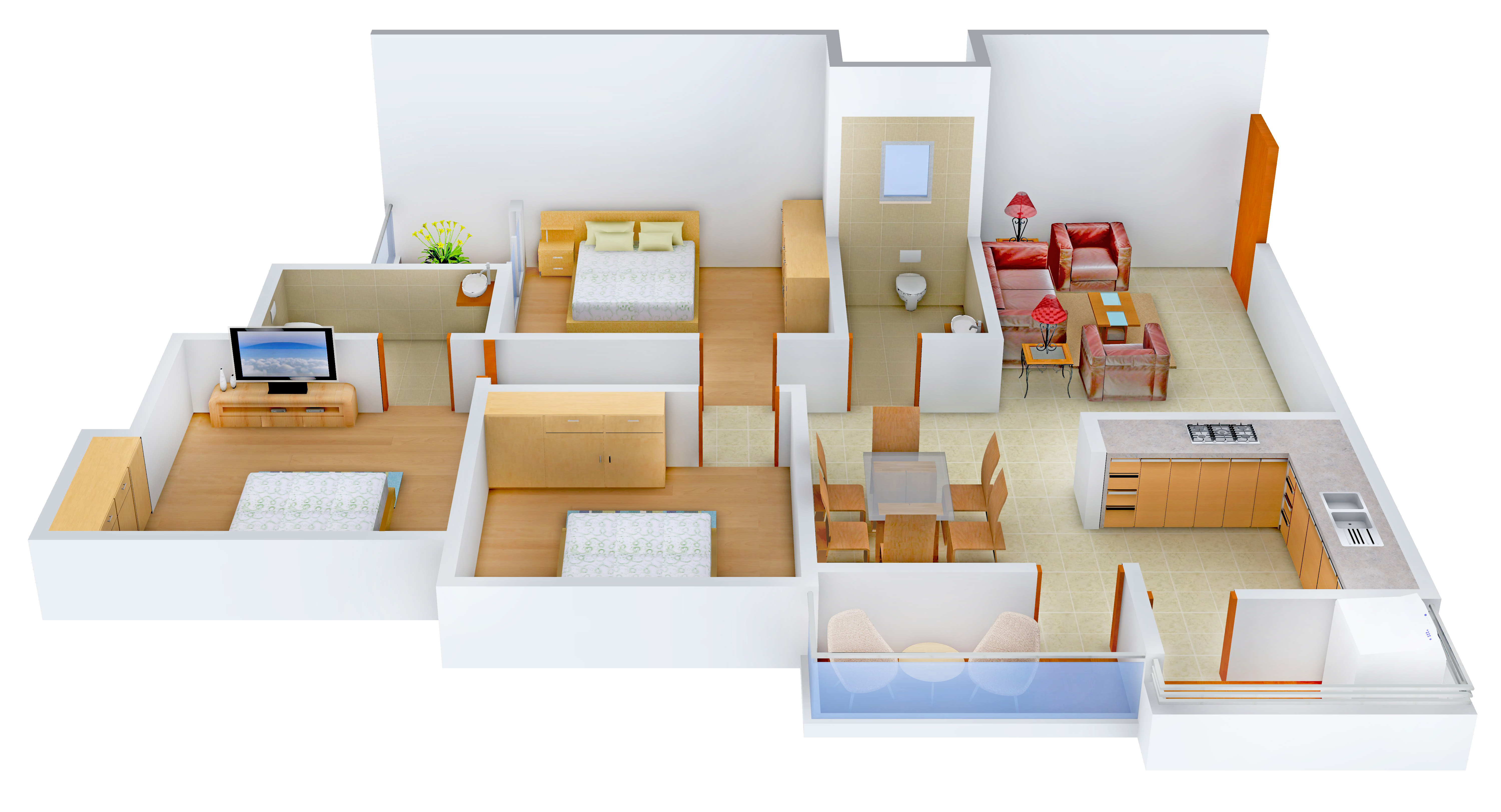 3DFloorPlan of DSS Constructions Sri Siva Sai Vue Grande