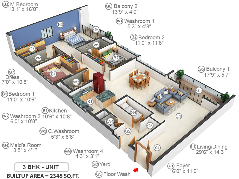 3DFloorPlan of Olympia Good Wood Residence