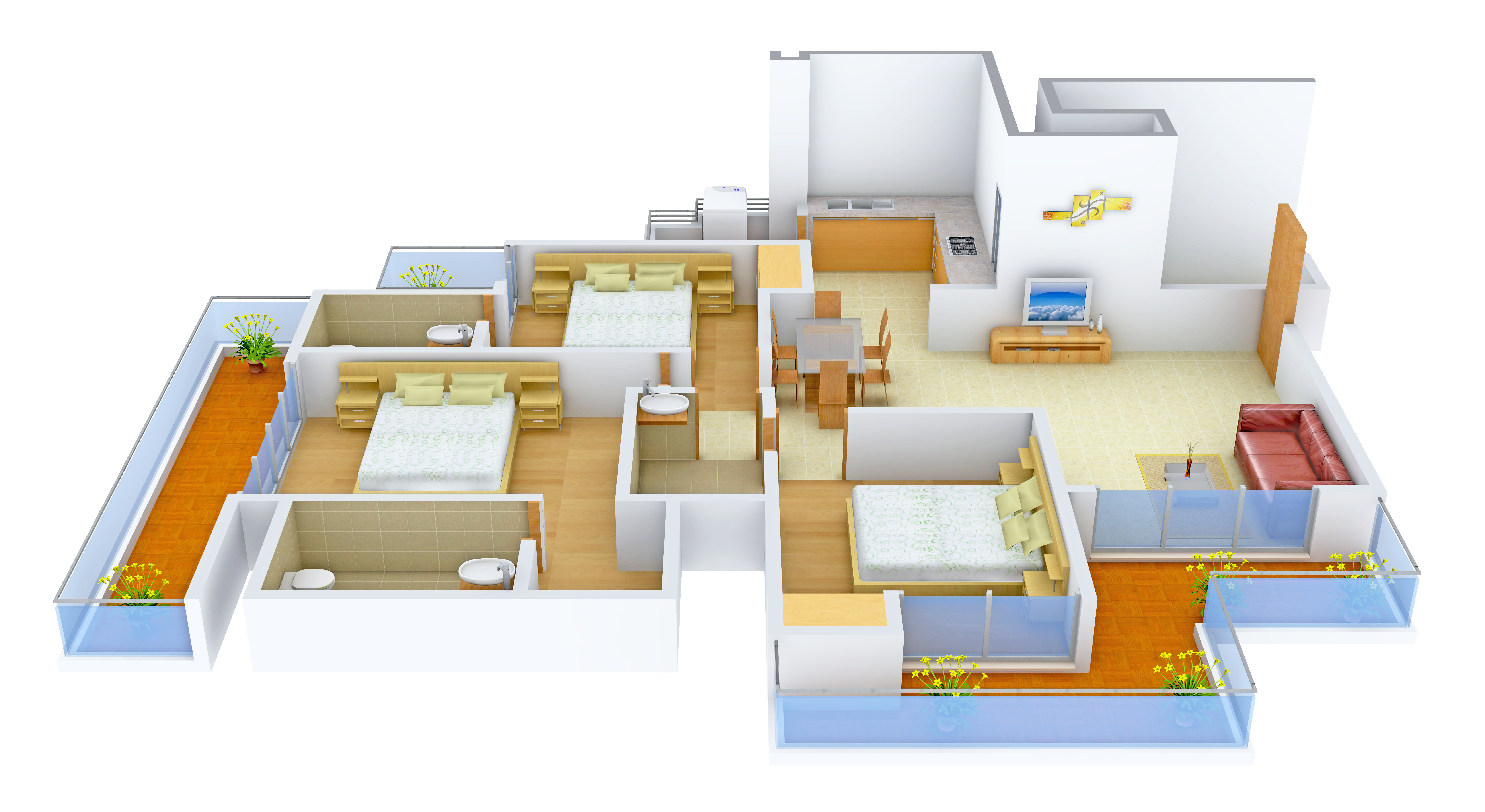 3DFloorPlan of Nandini Metro Suites Bliss